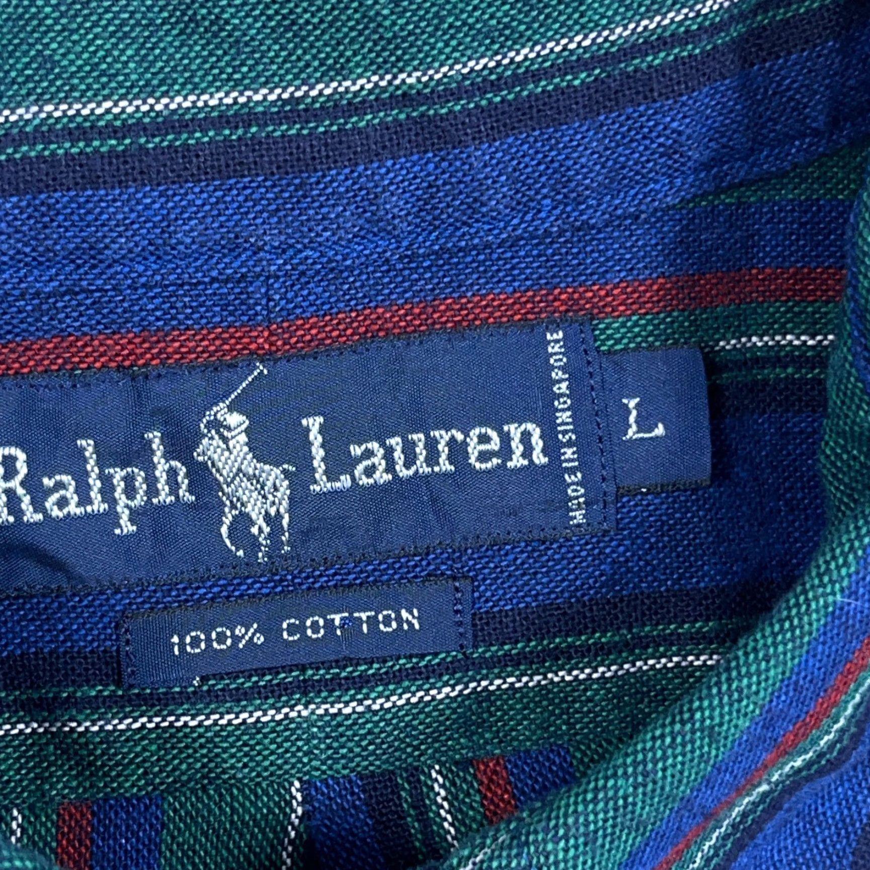 Ralph Lauren VINTAGE Ralph Lauren Shirt Men Medium Blue Button Up Oxford Cloth Striped Western VTG Size US M / EU 48-50 / 2 - 6 Thumbnail