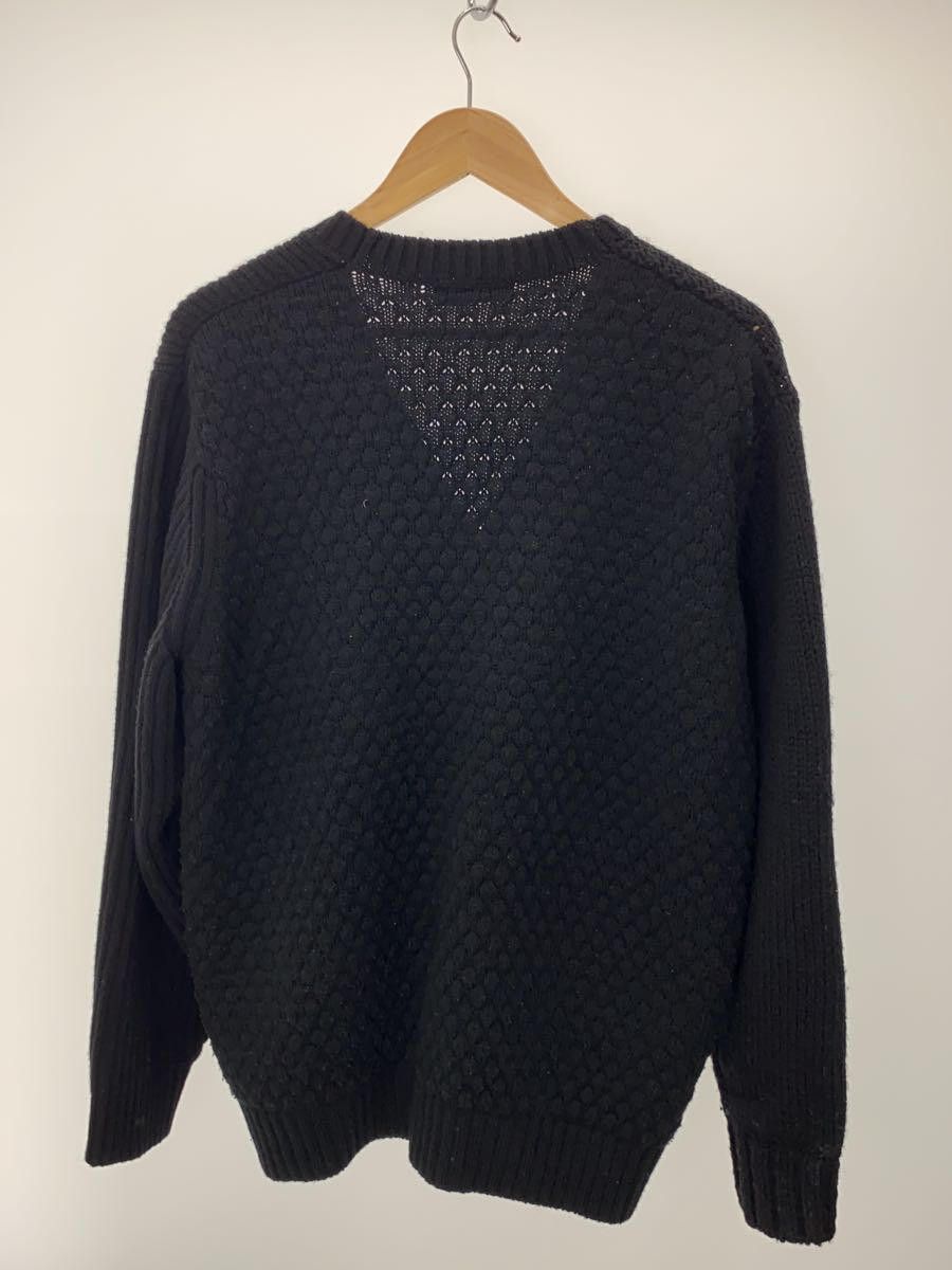 Sweater Cardigan thick Wool Button Up Patch Pocket Black