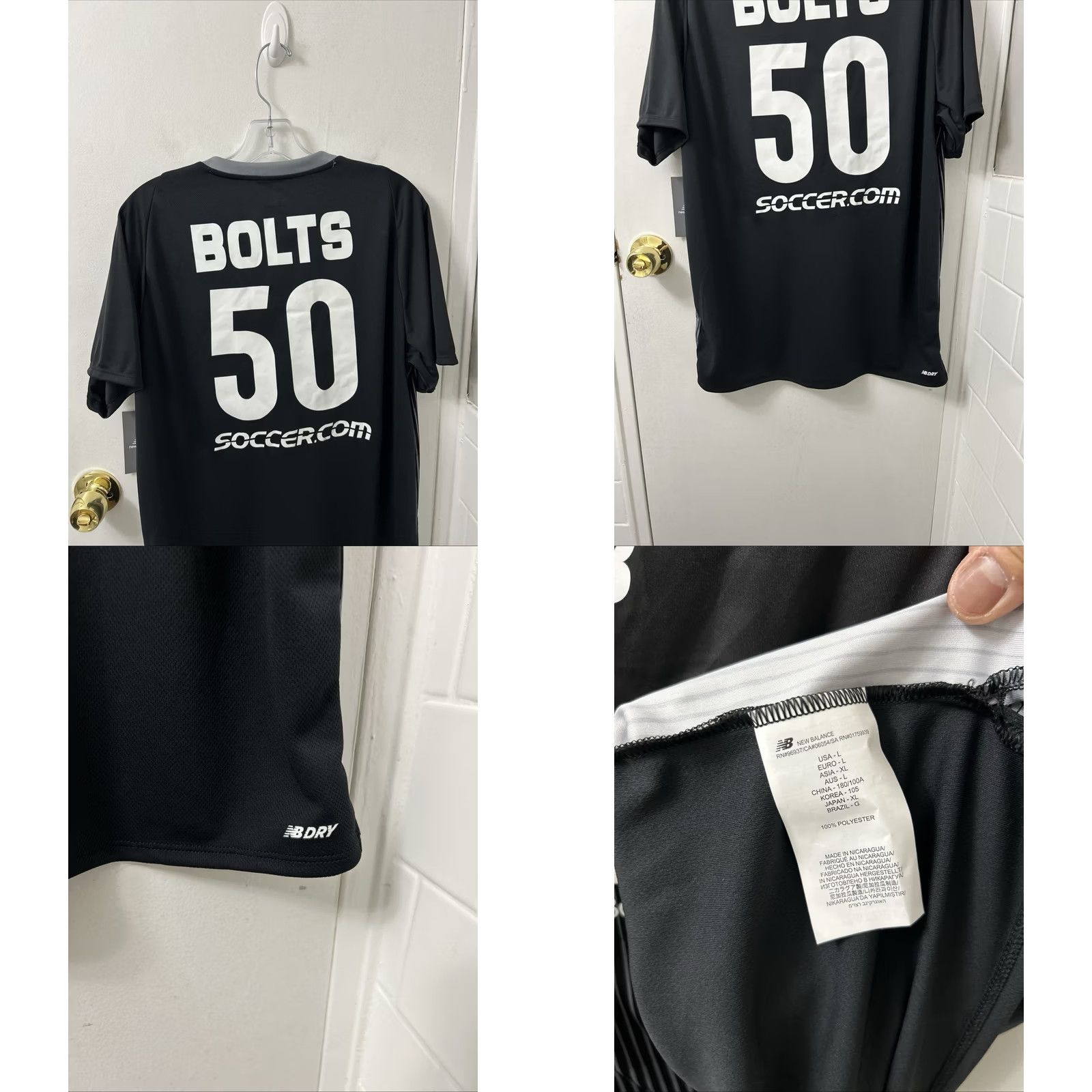 New Balance New Balance Boston Bolts Soccer Jersey Mens Large Black NB Dry NWT Size US L / EU 52-54 / 3 - 8 Thumbnail