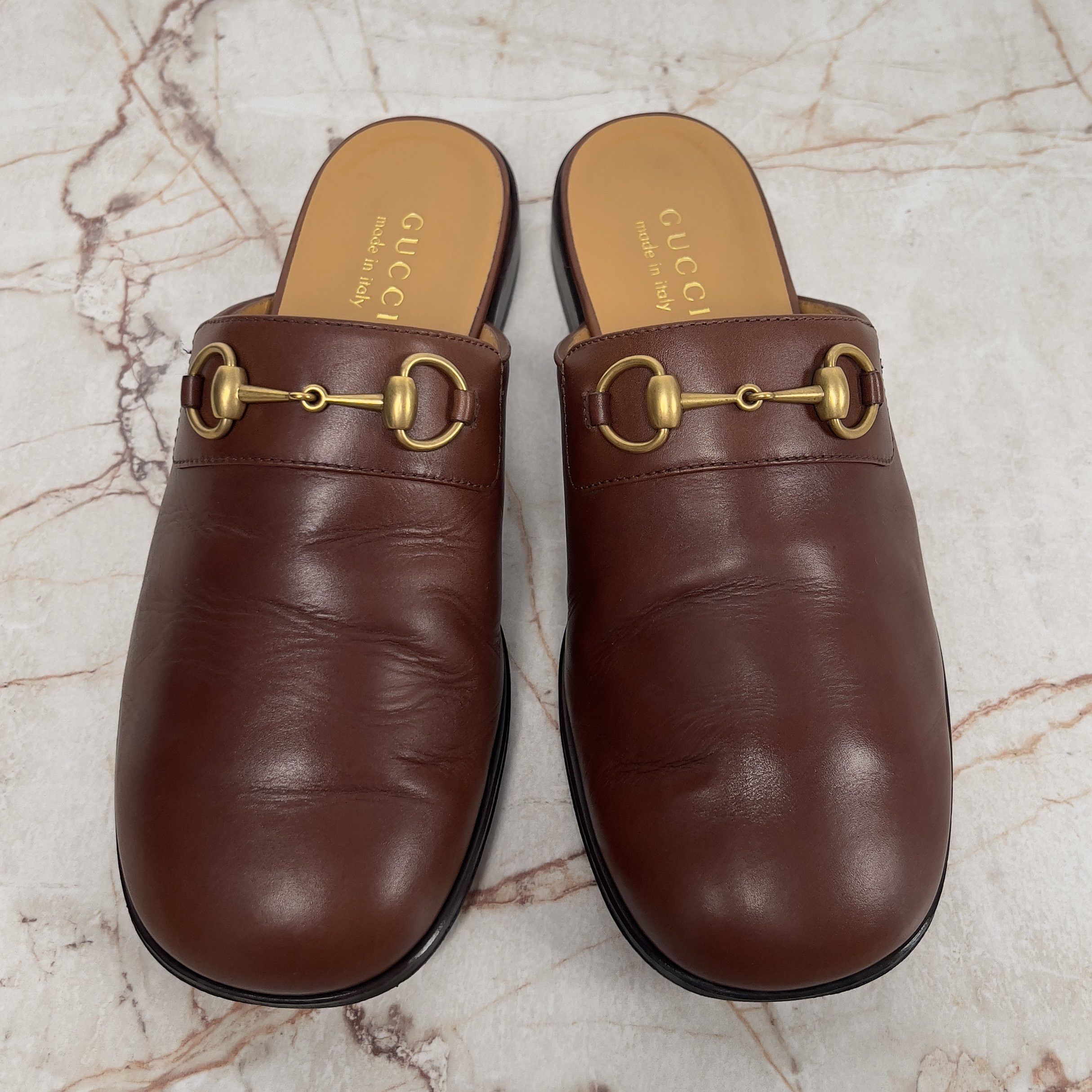 Gucci River Horsebit Sabot Clogs Mules Slippers Brown Leather Size US 8.5 / EU 41-42 - 3 Thumbnail