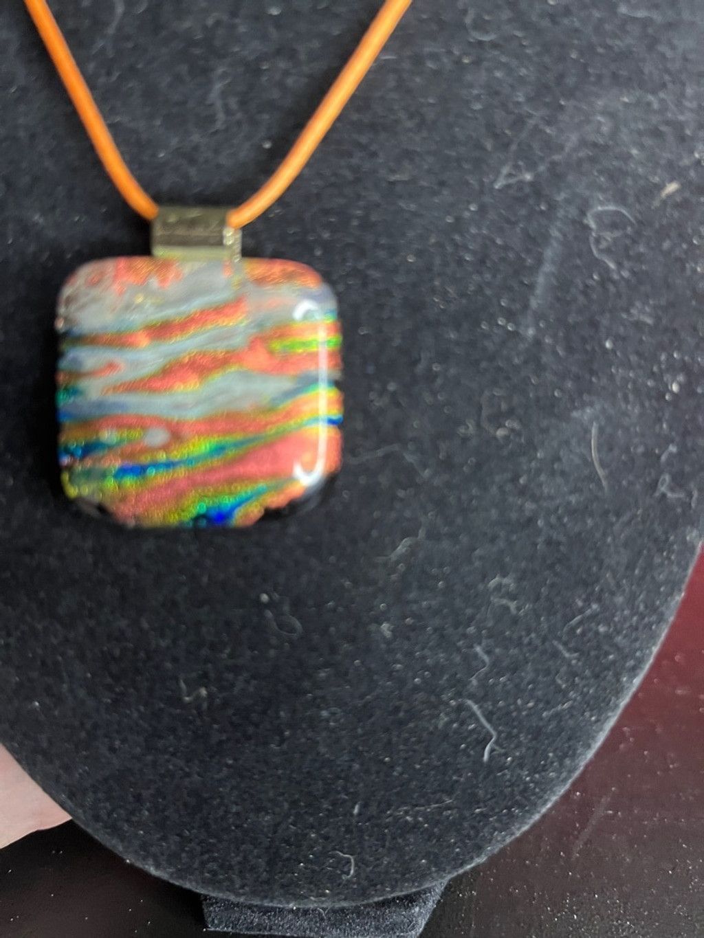 Other Handmade Dichroic Glass Pendant Necklace Iridescent Rainbow Size ONE SIZE - 5 Thumbnail