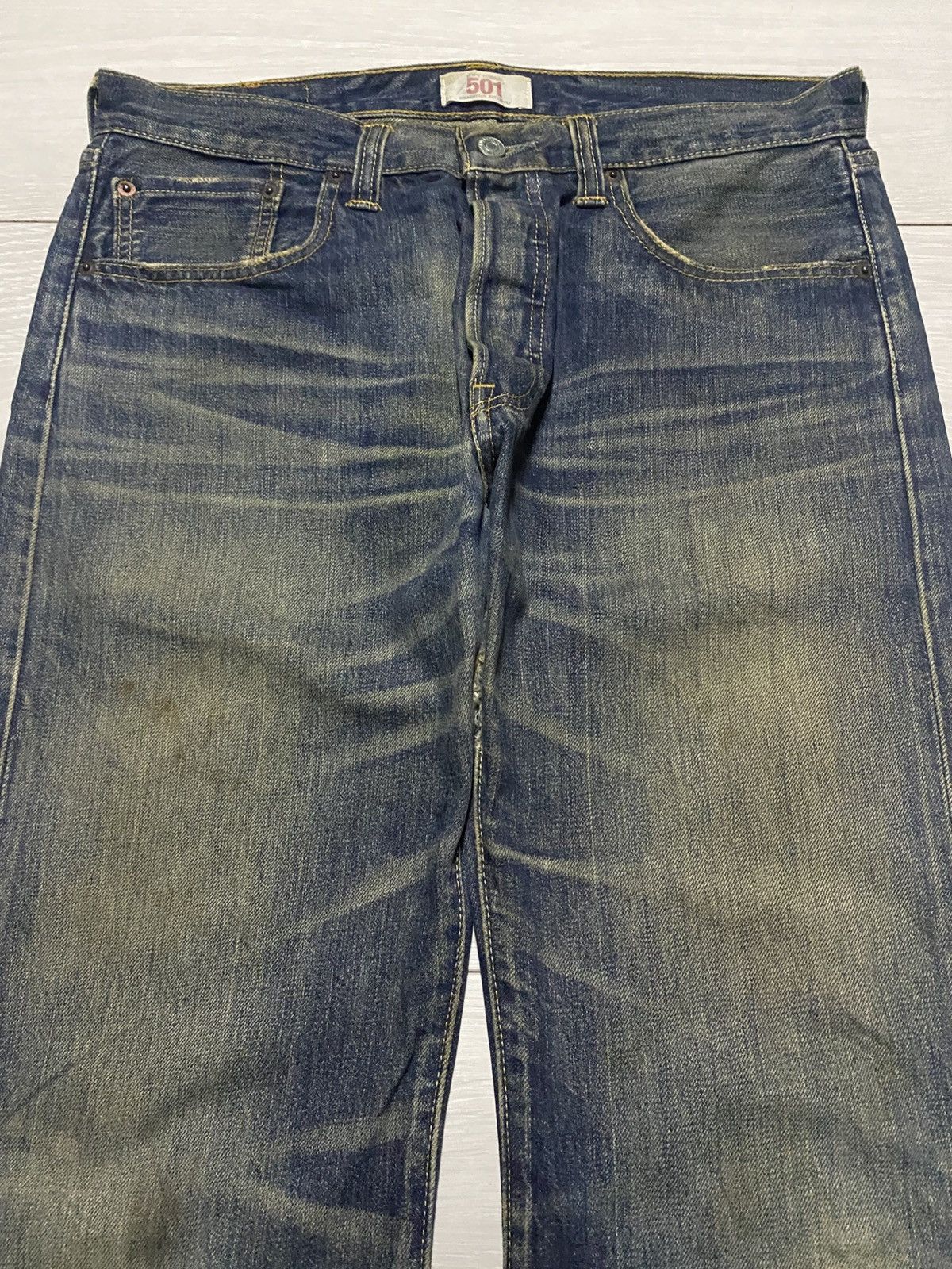 Levi's Vintage Levis 501 Mud Wash Distressed Baggy Jeans Size US 34 / EU 50 - 3 Thumbnail