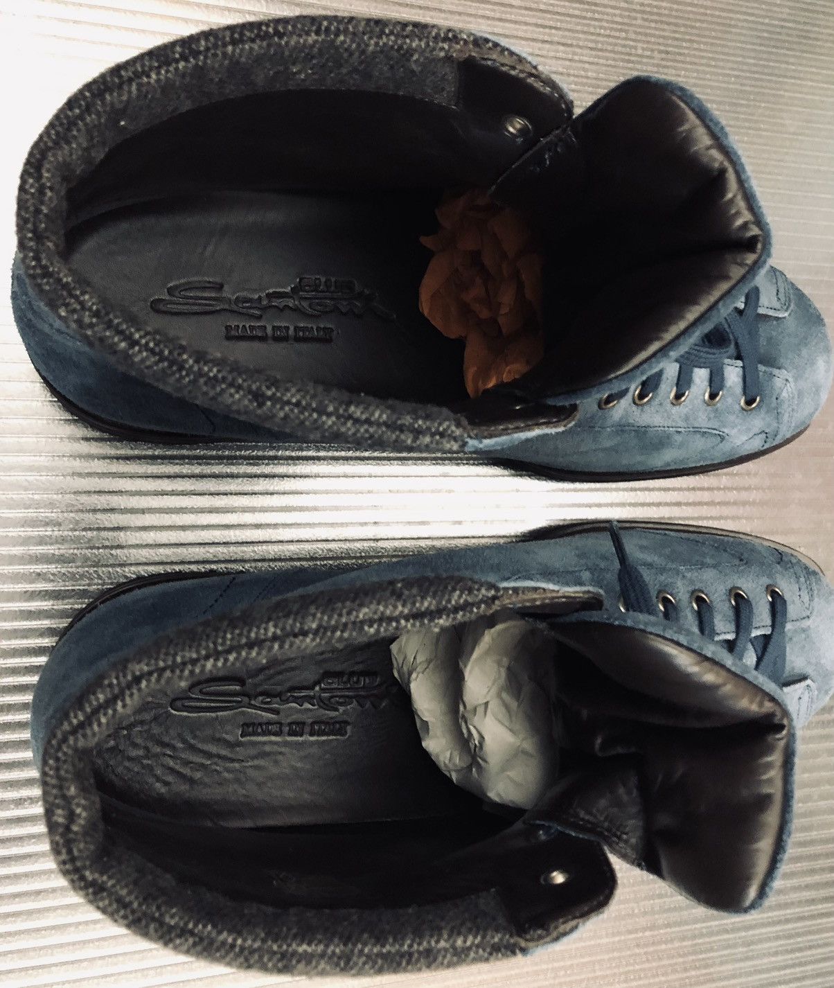 Santoni Santoni 🇮🇹 blue suede wool trim alpine rugged hikers 10 NEW Size US 10 / EU 43 - 11 Thumbnail