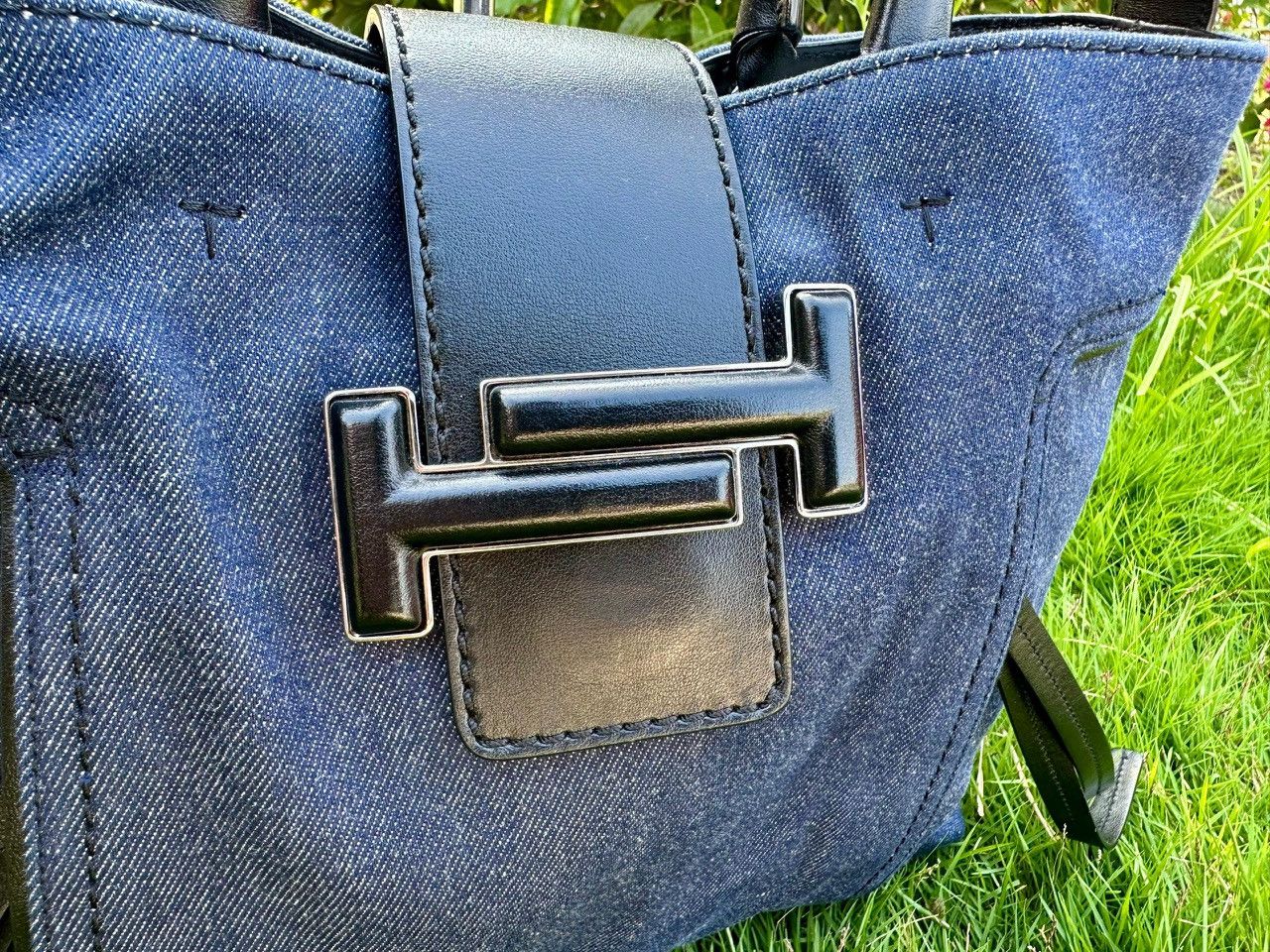 Tod's Authentic Tod’s Double T Denim Medium Shopping Tote Bag Size ONE SIZE - 10 Thumbnail