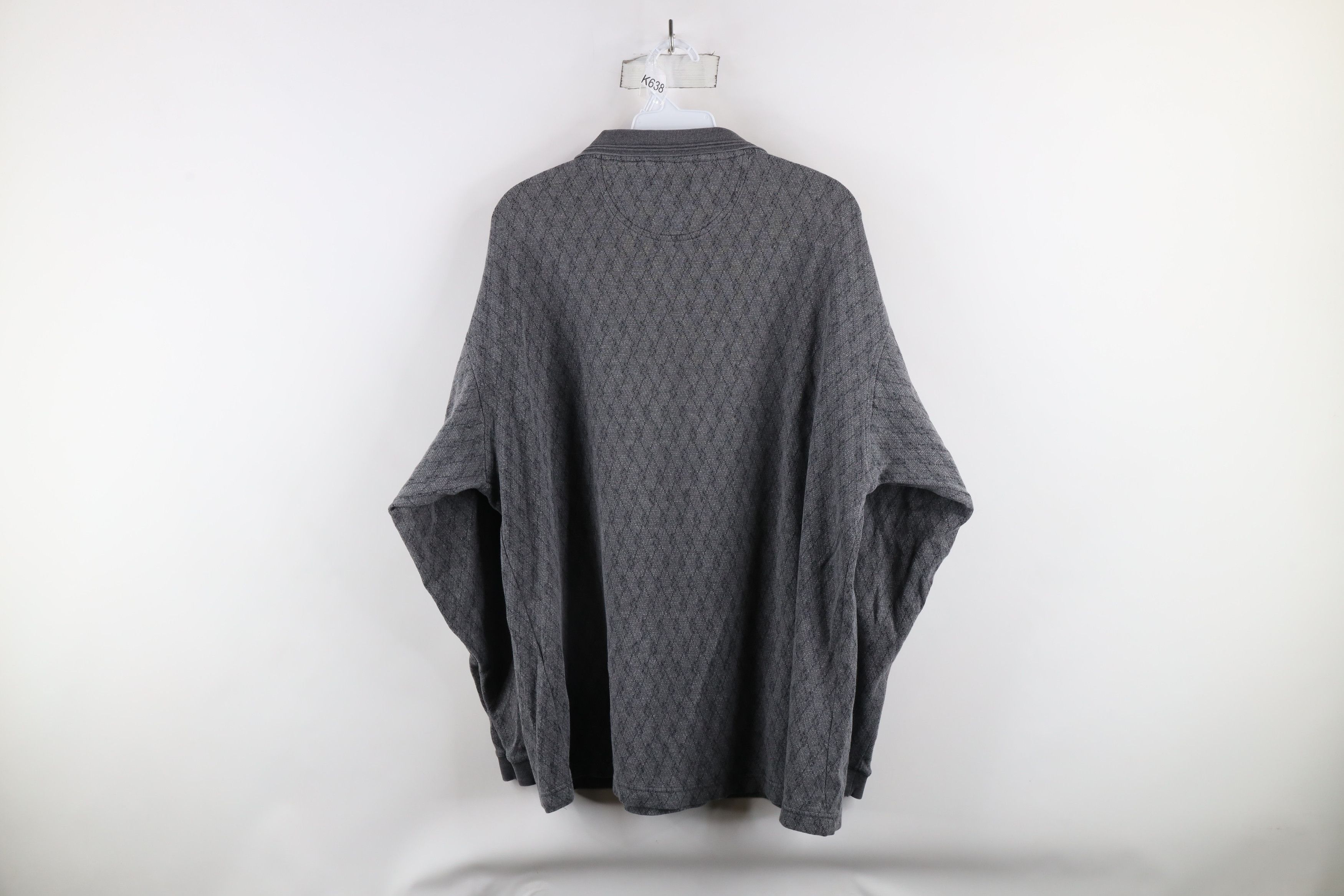 Vintage Vintage 90s Streetwear Argyle Long Sleeve Rugby Polo Gray Size US L / EU 52-54 / 3 - 6 Thumbnail