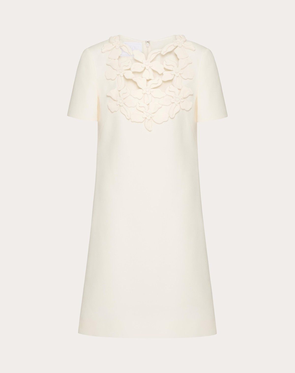 Valentino o1s1wg110525 Embroidered Crepe Coutoure Short Dress in White Size XS / US 0-2 / IT 36-38 - 1 Thumbnail