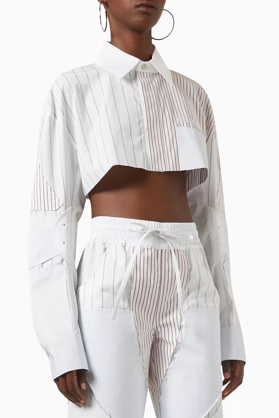Off-White o1y1225 Striped Shirt in Off-White/Brown Size S / US 4 / IT 40 - 1 Thumbnail