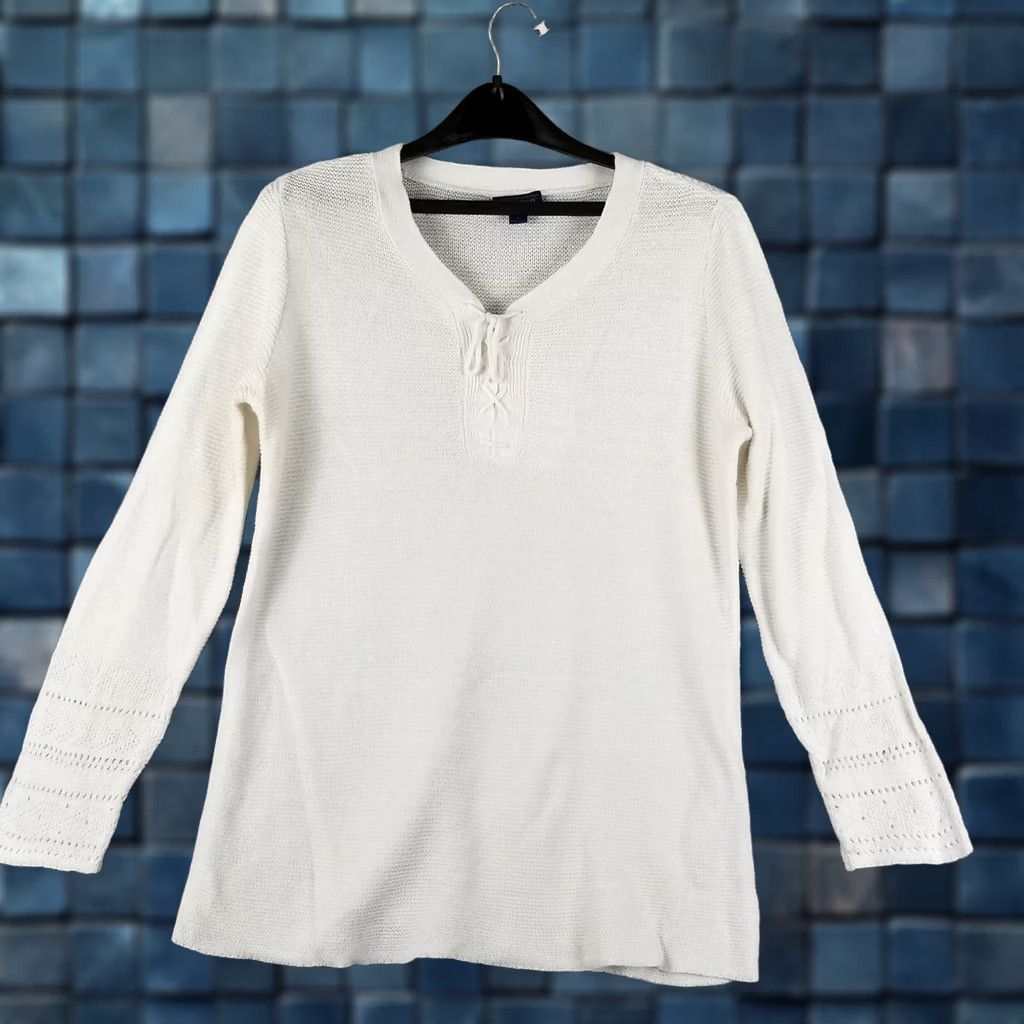 Pendleton Pendleton Linen Blend Sweater Woman Large L White Knit Pullover ladies 90s/ Cottagecore Size L / US 10 / IT 46 - 1 Thumbnail