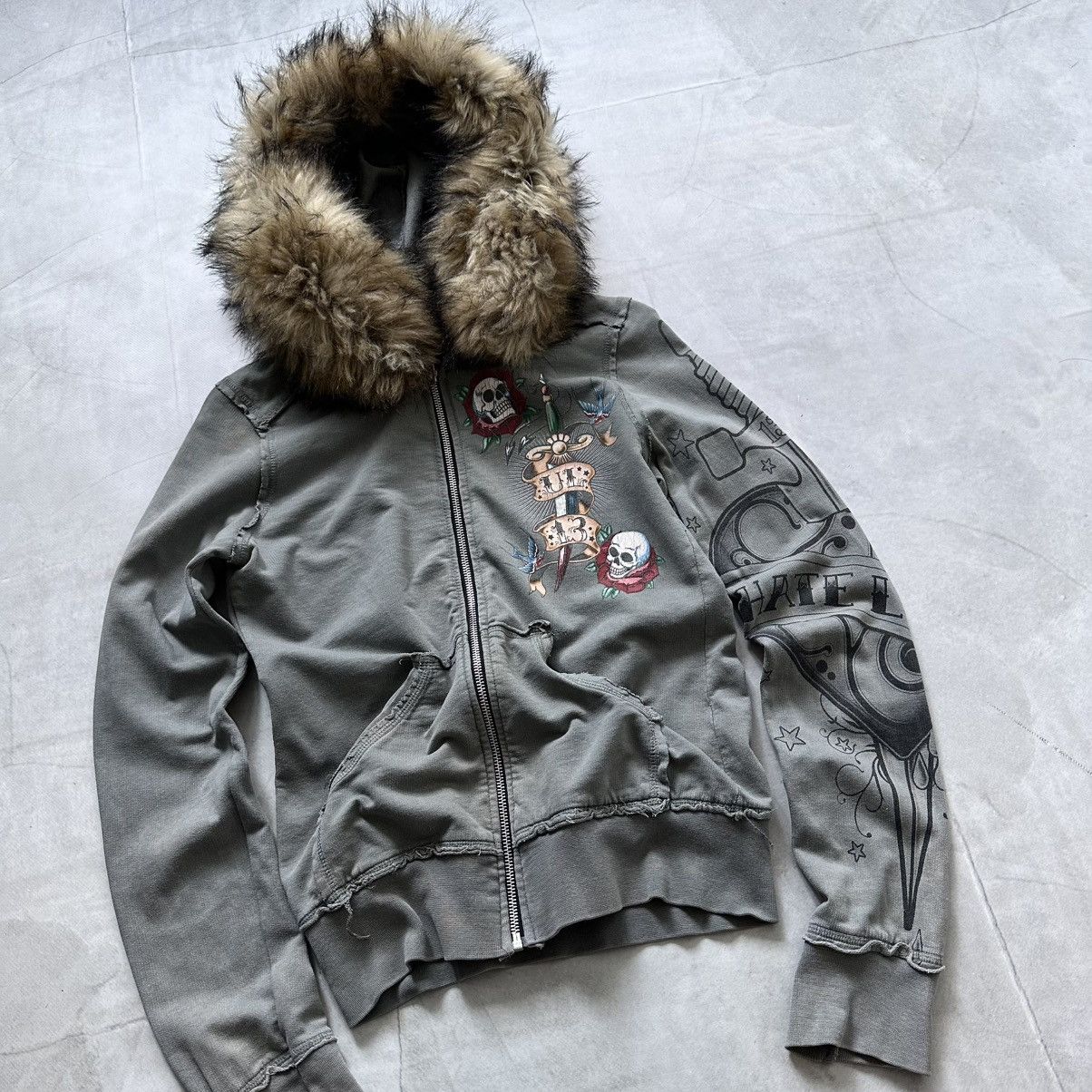Hysteric Glamour × Undercover Tribal If Six Was Nine Ed Hardy Style Fur Zip Hoodie Jacket Size S / US 4 / IT 40 - 2 Thumbnail