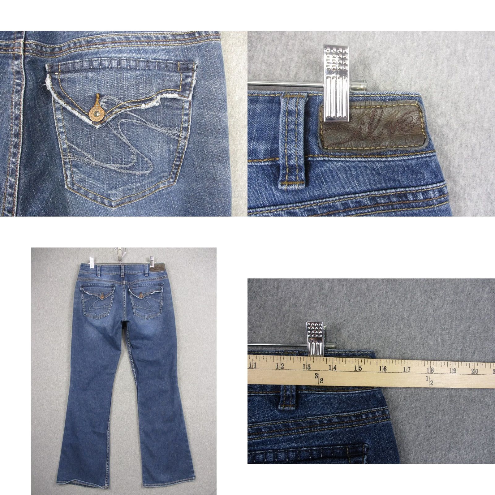 Silver Jeans Co. Silver Jeans Suki Surplus Jeans Womens 31x32 Blue Medium Wash Bootcut Denim Jeans Women's W31 L32 Size 24" / US 00 / IT 34 - 8 Thumbnail