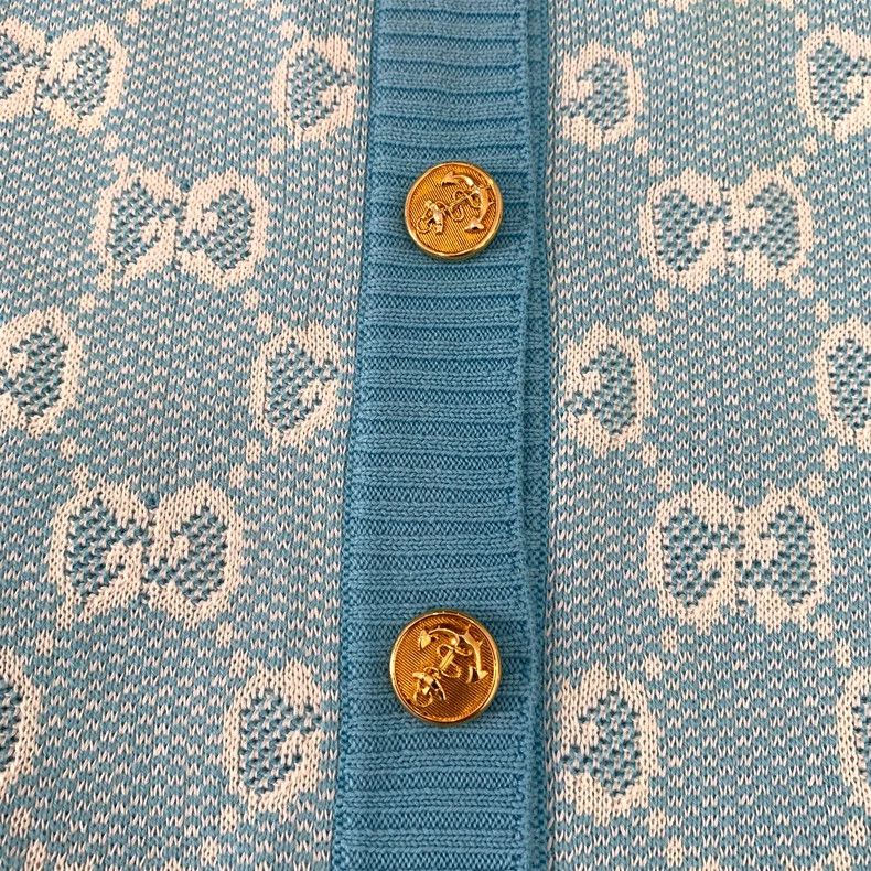 Gucci Gucci Blue logo jacquard full-printed wool long-sleeved kni Size US XS / EU 42 / 0 - 5 Thumbnail