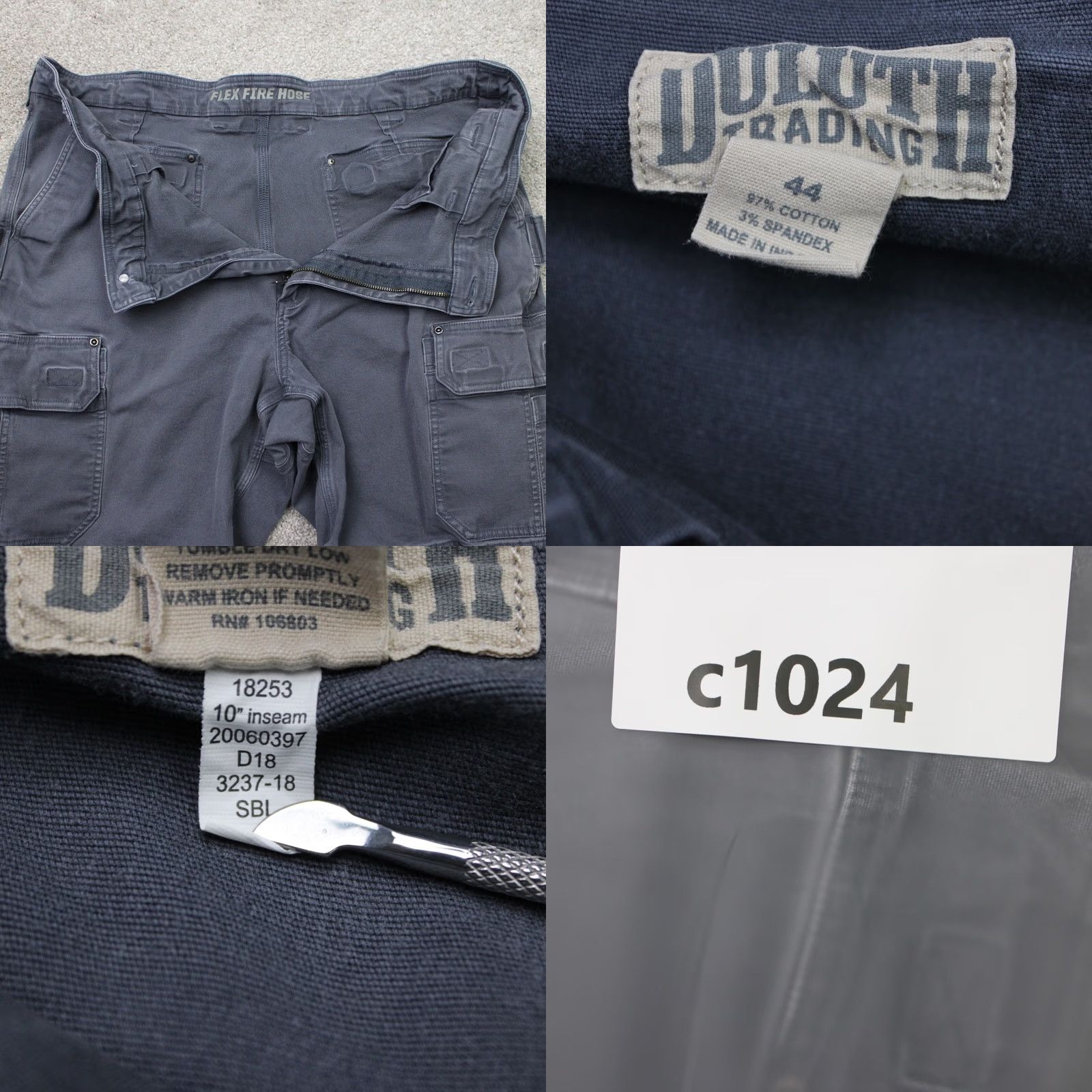 Vintage Duluth Blue DuluthFlex Fire Hose 10" Cargo Shorts Men 44 Nylon Cotton Stretch Cargo Pocket 10" Inseam Relaxed Regular Fit Size US 44 / EU 60 - 8 Thumbnail