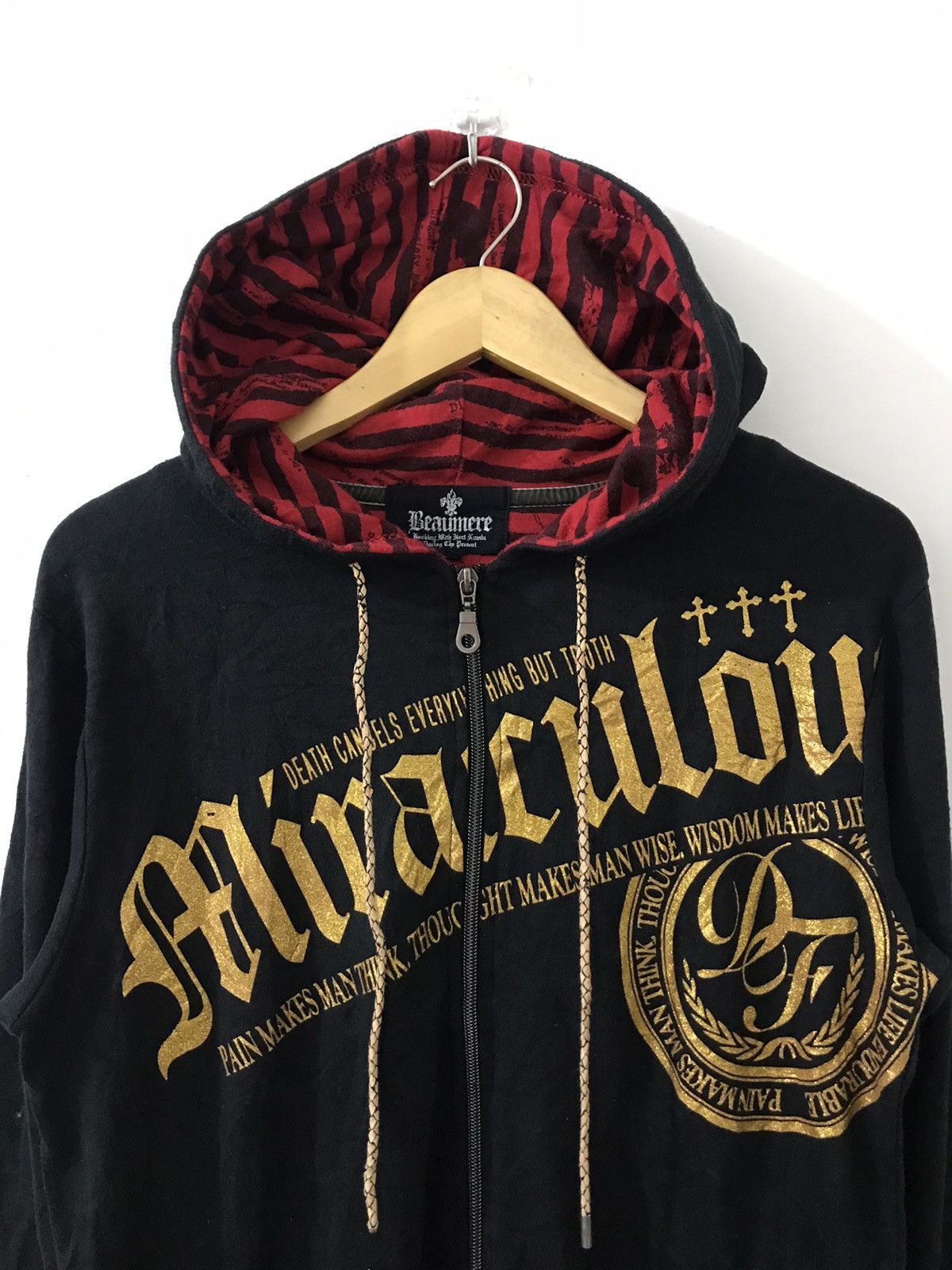 If Six Was Nine × Japanese Brand × Le Grande Bleu (L.G.B.) Beaumere Miraculous Gold Cross Zip Hoodie ifsix lgb style Size US M / EU 48-50 / 2 - 2 Thumbnail