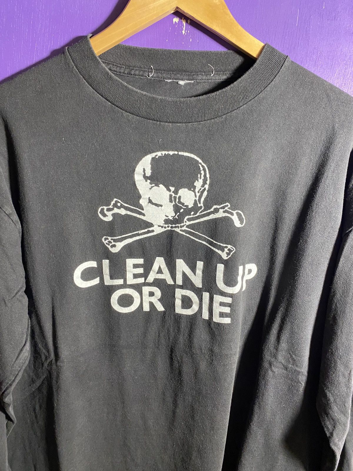 Other Vintage 1989 Clean up or die skull faded long-sleeve Size US L / EU 52-54 / 3 - 3 Thumbnail