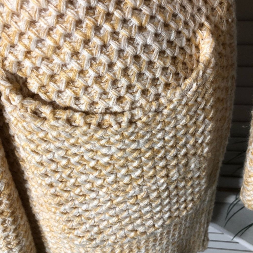 Forever 21 Y2K Long Coat Cable Knit Deep Pockets Cream/Yellow sz S Size L / US 10 / IT 46 - 7 Thumbnail