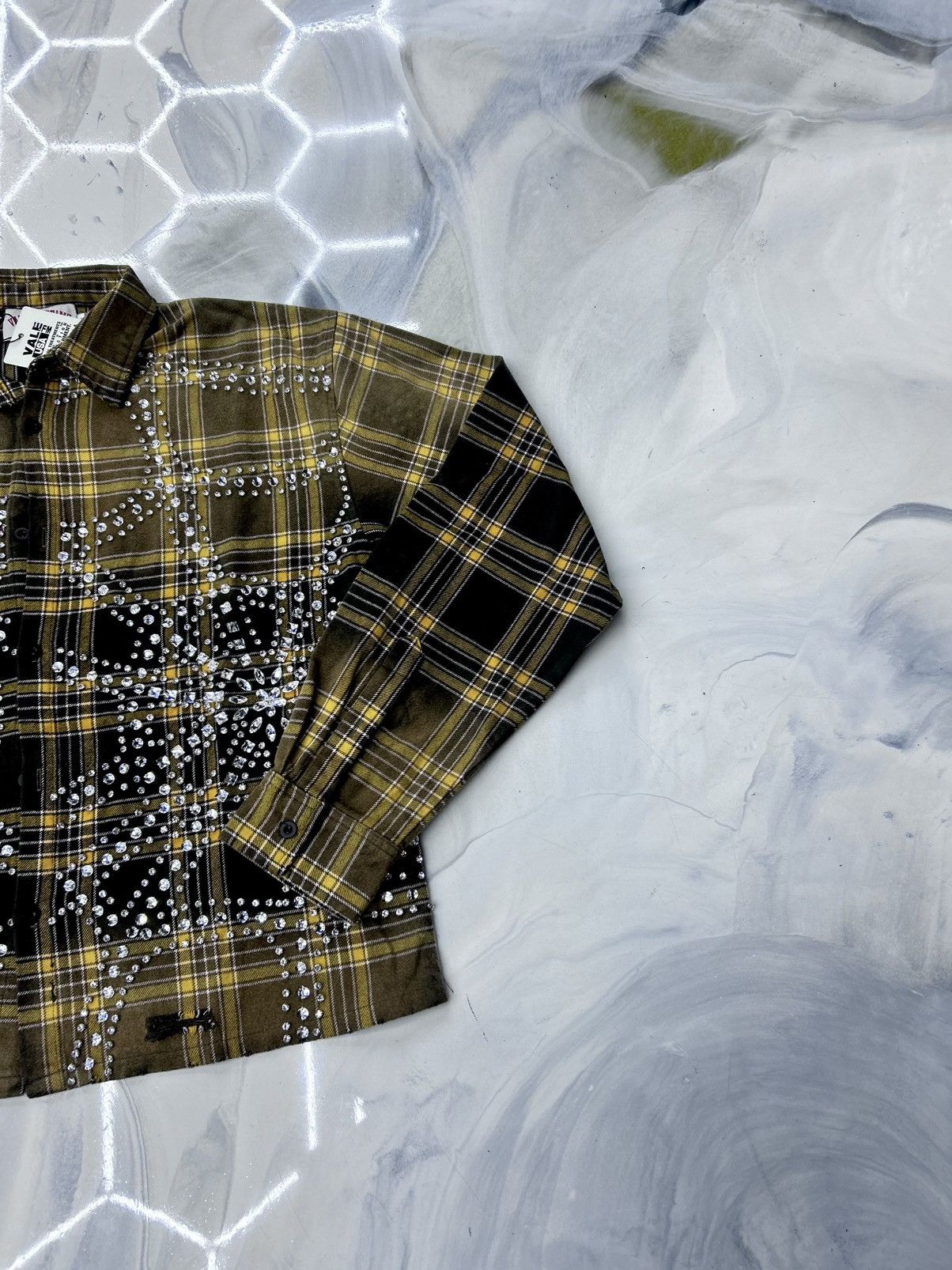 Vale Chocolate Crystal Flannel Black Yellow Size S