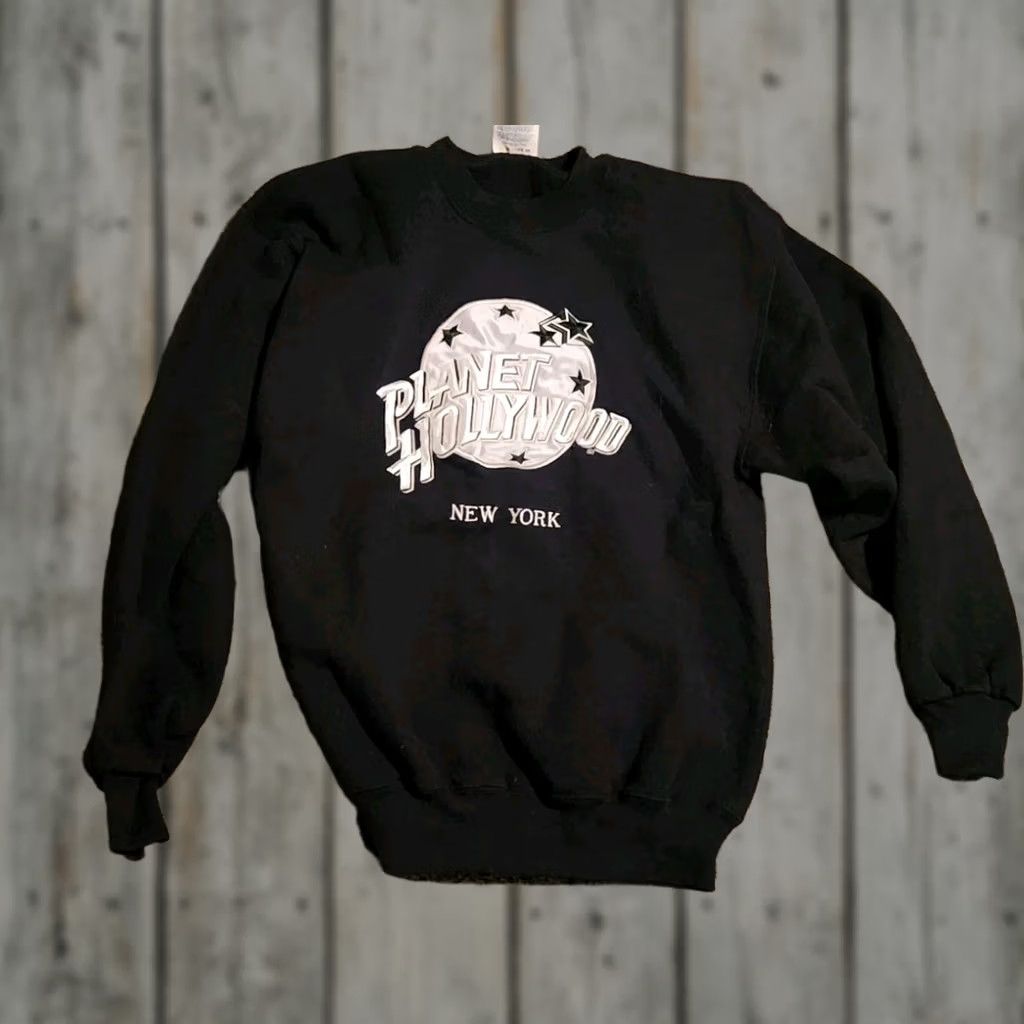 Planet Hollywood VINTAGE Sweatshirt Planet Hollywood New York Embroidered Crewneck Made US Medium Mens Black Cotton Blend Jersey 90s Heavyweight Pullover Size US M / EU 48-50 / 2 - 1 Thumbnail