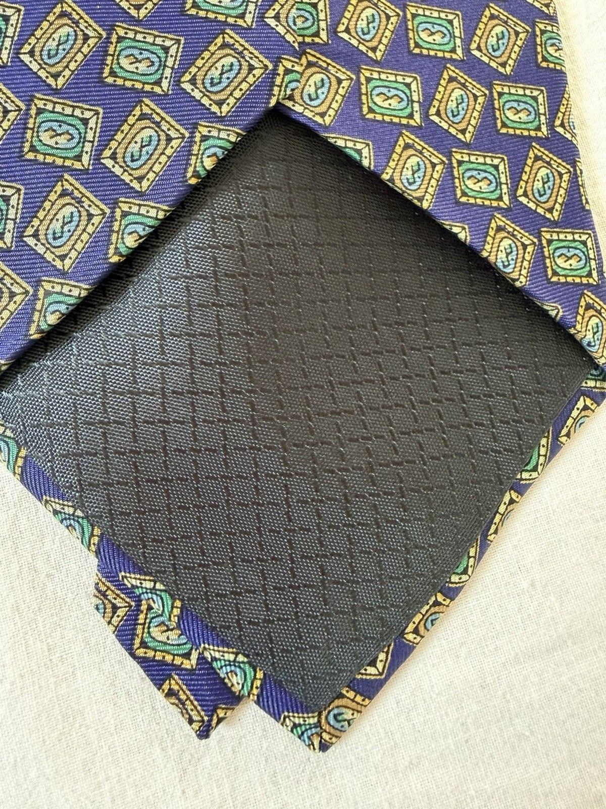 Christian Dior Monsieur Vtg Christian Dior Monsieur Silk Tie Purple Geometric 55" Size ONE SIZE - 12 Thumbnail
