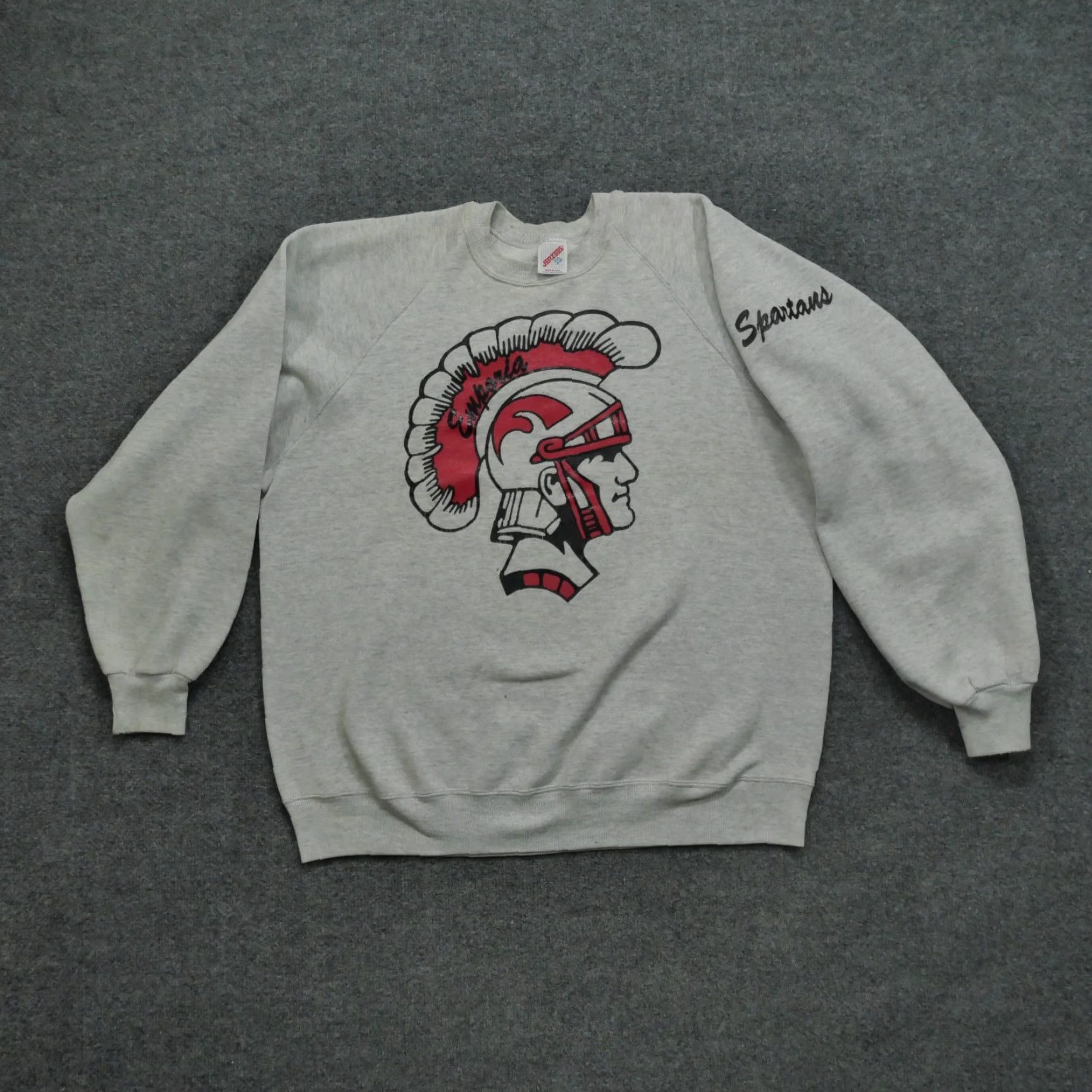 Jerzees VINTAGE Jerzees Sweatshirt Mens 2XL Grey Pullover Crew Neck High School 90s Spartans Size US XXL / EU 58 / 5 - 2 Thumbnail