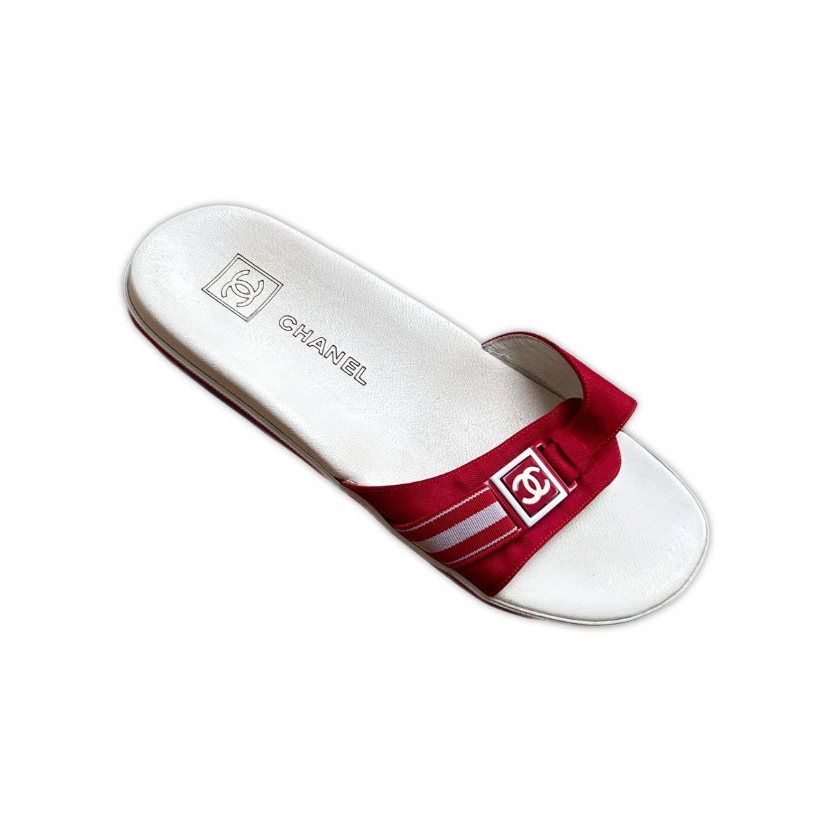 image of Chanel Flip Flops Shoes in White, Women's (Size 4)