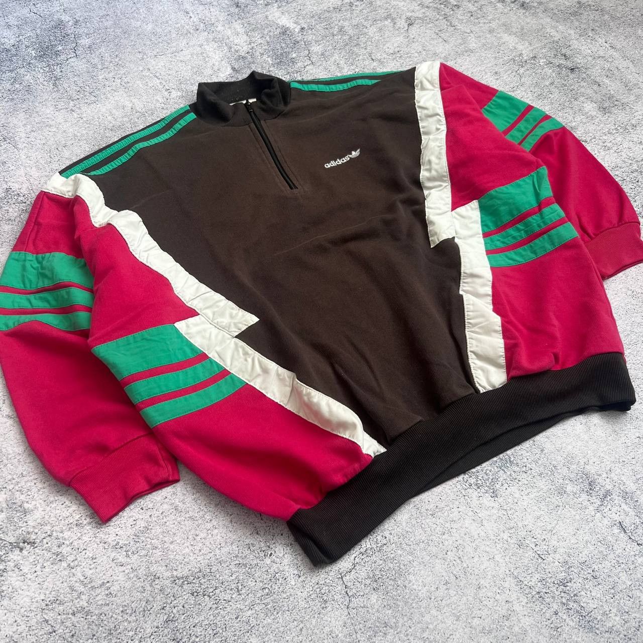 Adidas × Vintage Adidas 1/4 Zip Sweatshirt 90's - Vintage Brown (Size M-L) Size US M / EU 48-50 / 2 - 3 Thumbnail