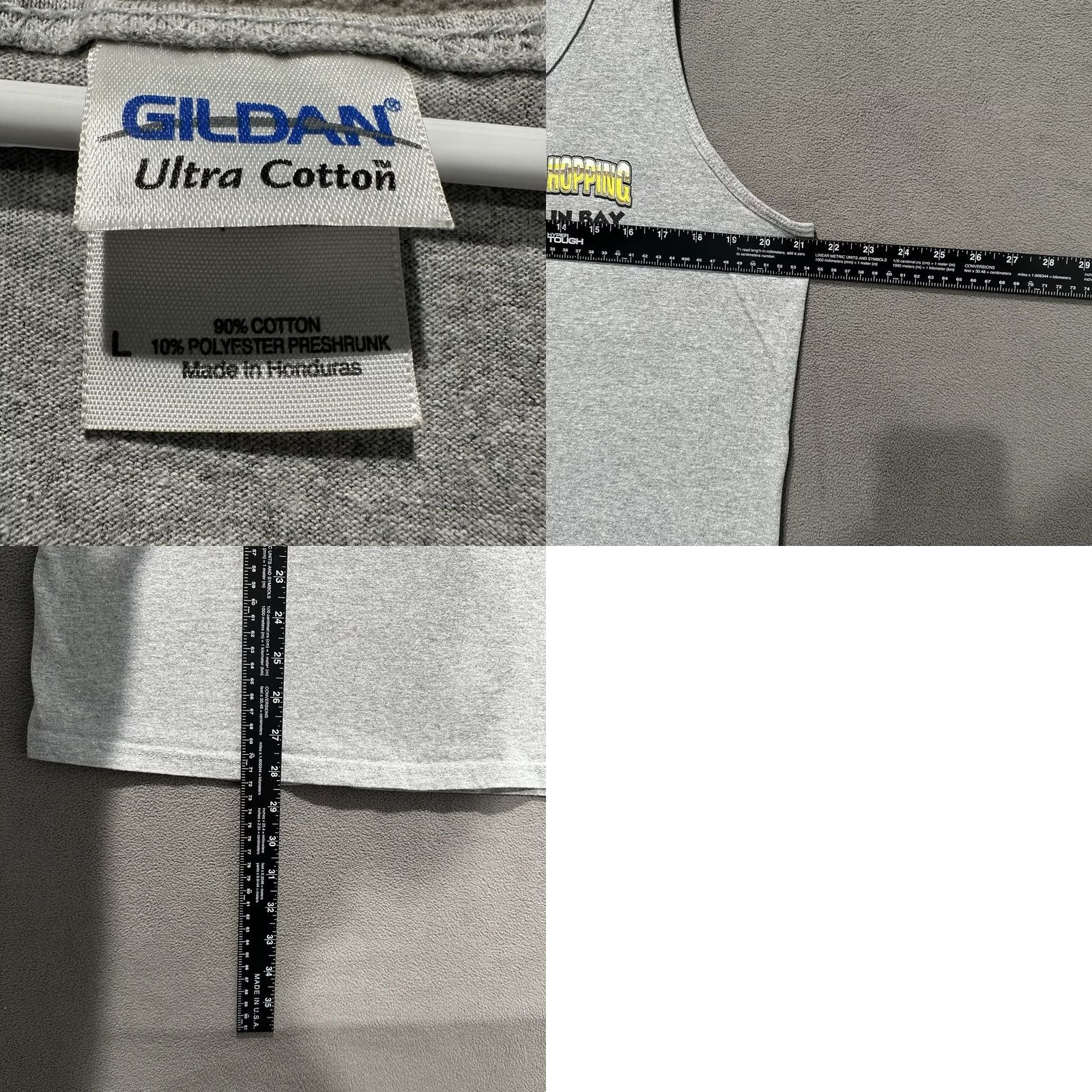 Gildan VINTAGE Gildan Shirt Mens Large Gray Tank Top Graphic Print 1990s Bar Hopping Ohio Put In Bay Outfit Size US L / EU 52-54 / 3 - 8 Thumbnail