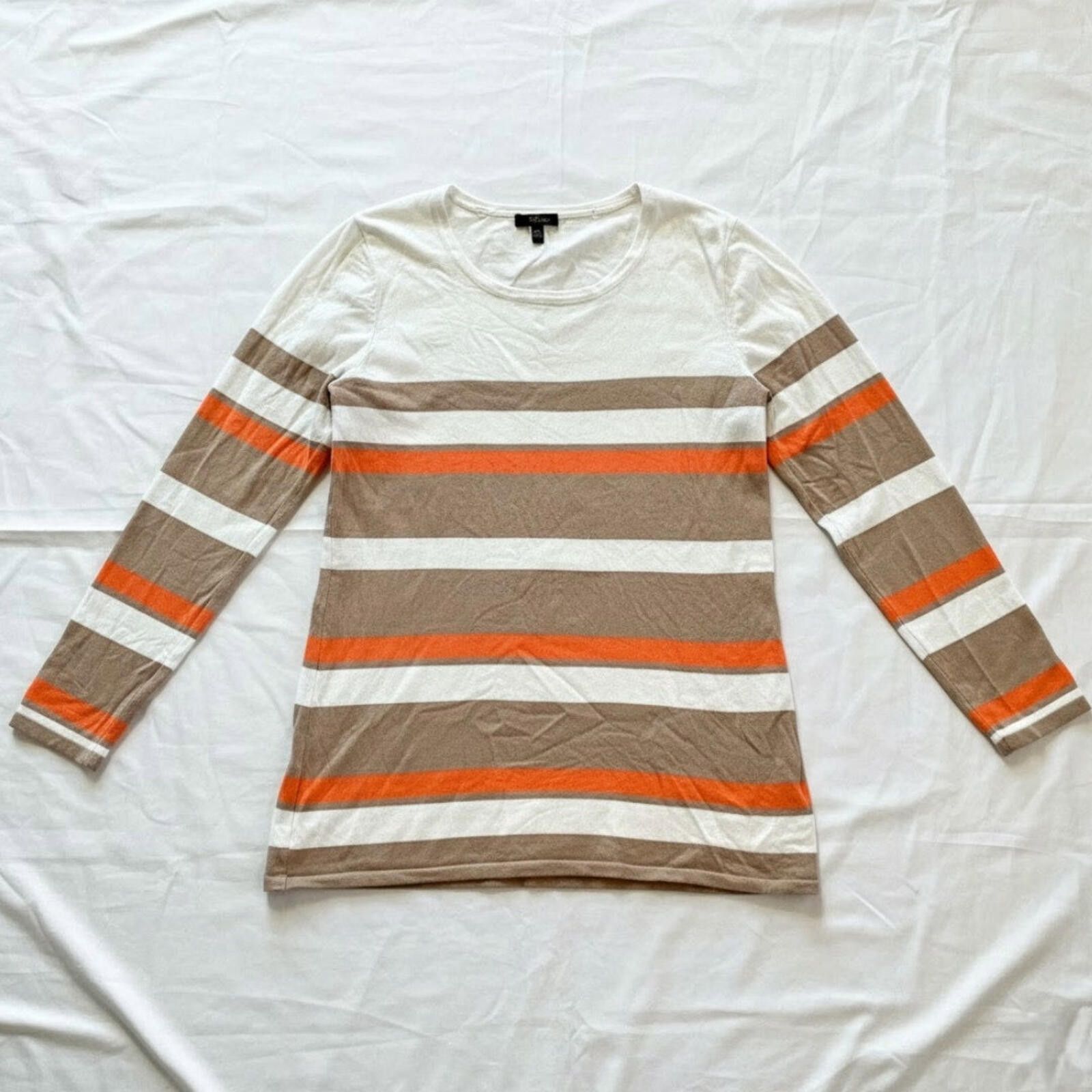Other Cupio Tan White Striped Sweater Top Womens Medium Size M / US 6-8 / IT 42-44 - 1 Thumbnail