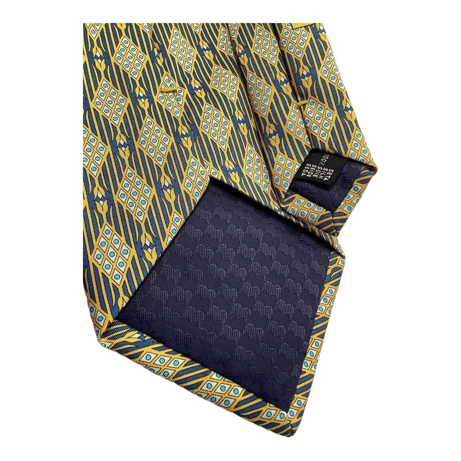 Battistoni BATTISTONI BAT 1024 Yellow Geometric Luxury Silk Tie Made Ja Size ONE SIZE - 4 Thumbnail