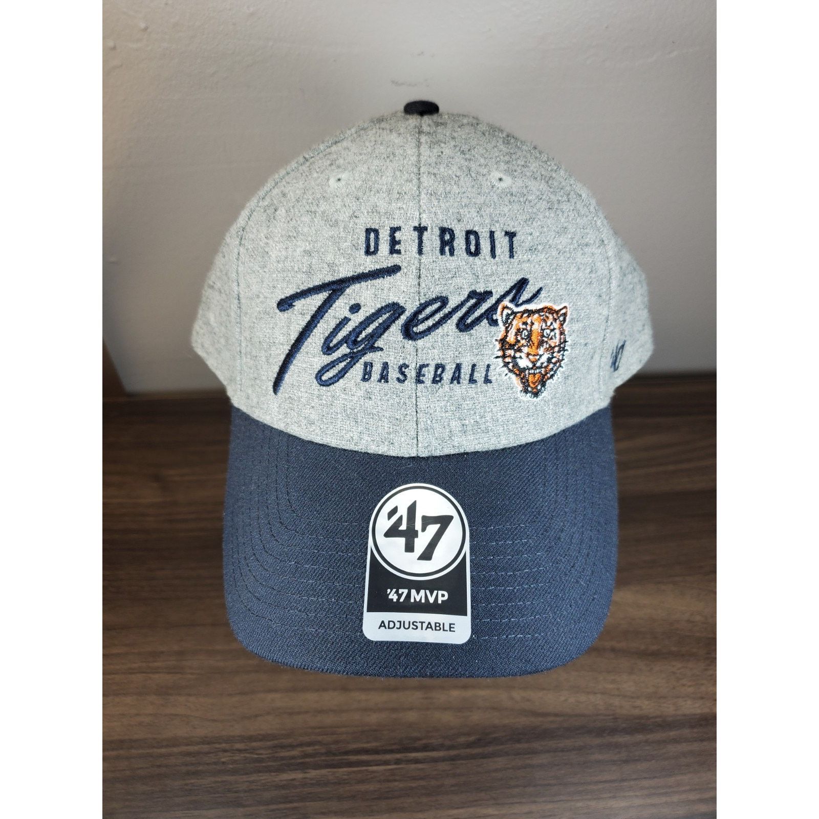 47 Brand × MLB Detroit Tigers Cooperstown Hat Cap Script Logo Gray Fleece Size ONE SIZE - 2 Thumbnail