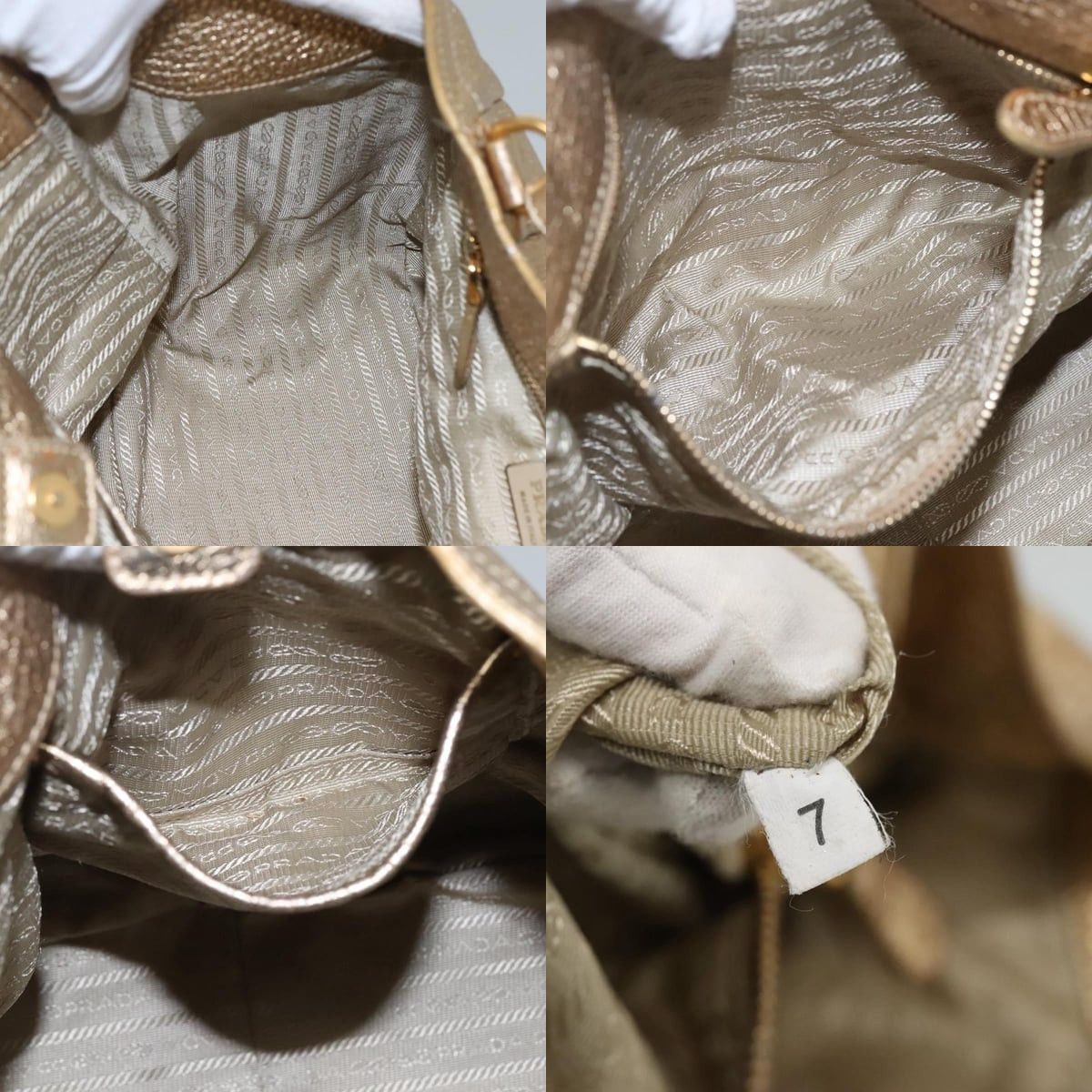 Prada PRADA Tote Bag Leather Gold Tone Size ONE SIZE - 12 Thumbnail