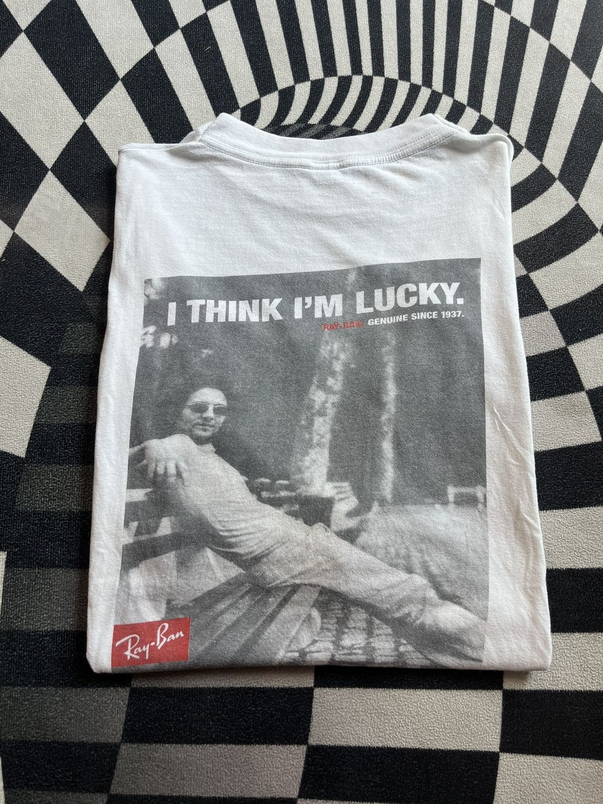 RayBan Vintage Ray-Ban I Think i’m Lucky photo Promo 90’s Tshirt Size US L / EU 52-54 / 3 - 1 Thumbnail