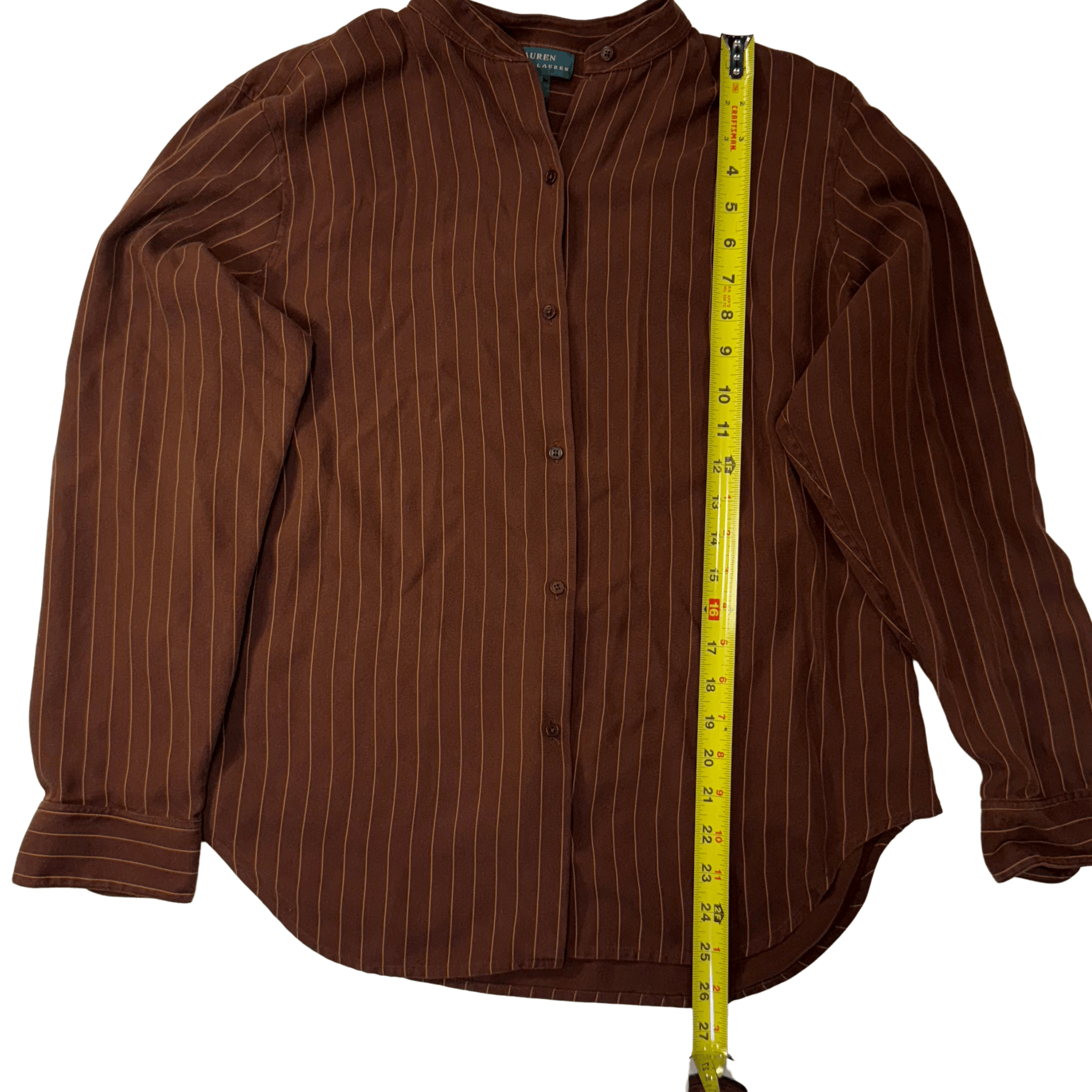 Lauren Ralph Lauren Lauren Ralph Lauren Striped Collarless Button Up Blouse Size L / US 10 / IT 46 - 5 Thumbnail