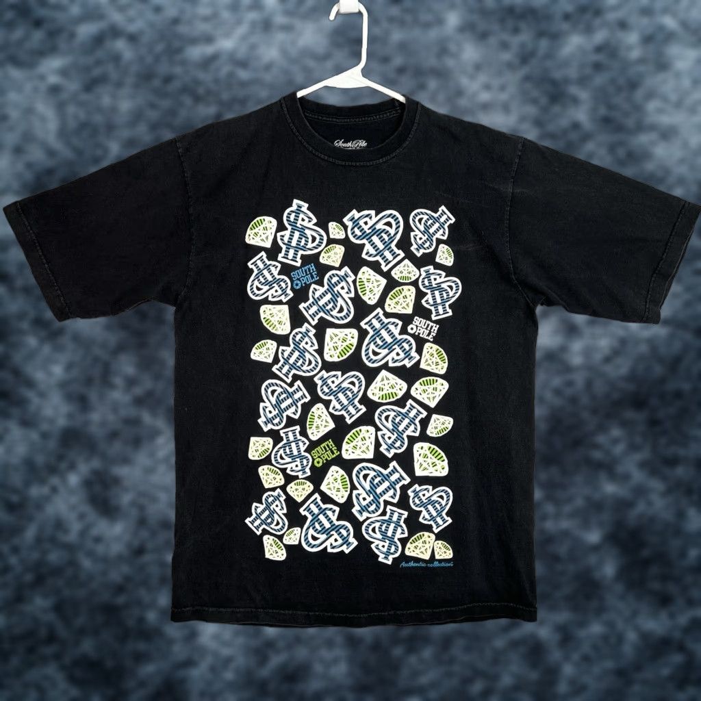 Southpole VINTAGE Southpole Graphic Tee Money Diamonds Shirt Adult Large Black 2000s Mens Size US L / EU 52-54 / 3 - 1 Thumbnail