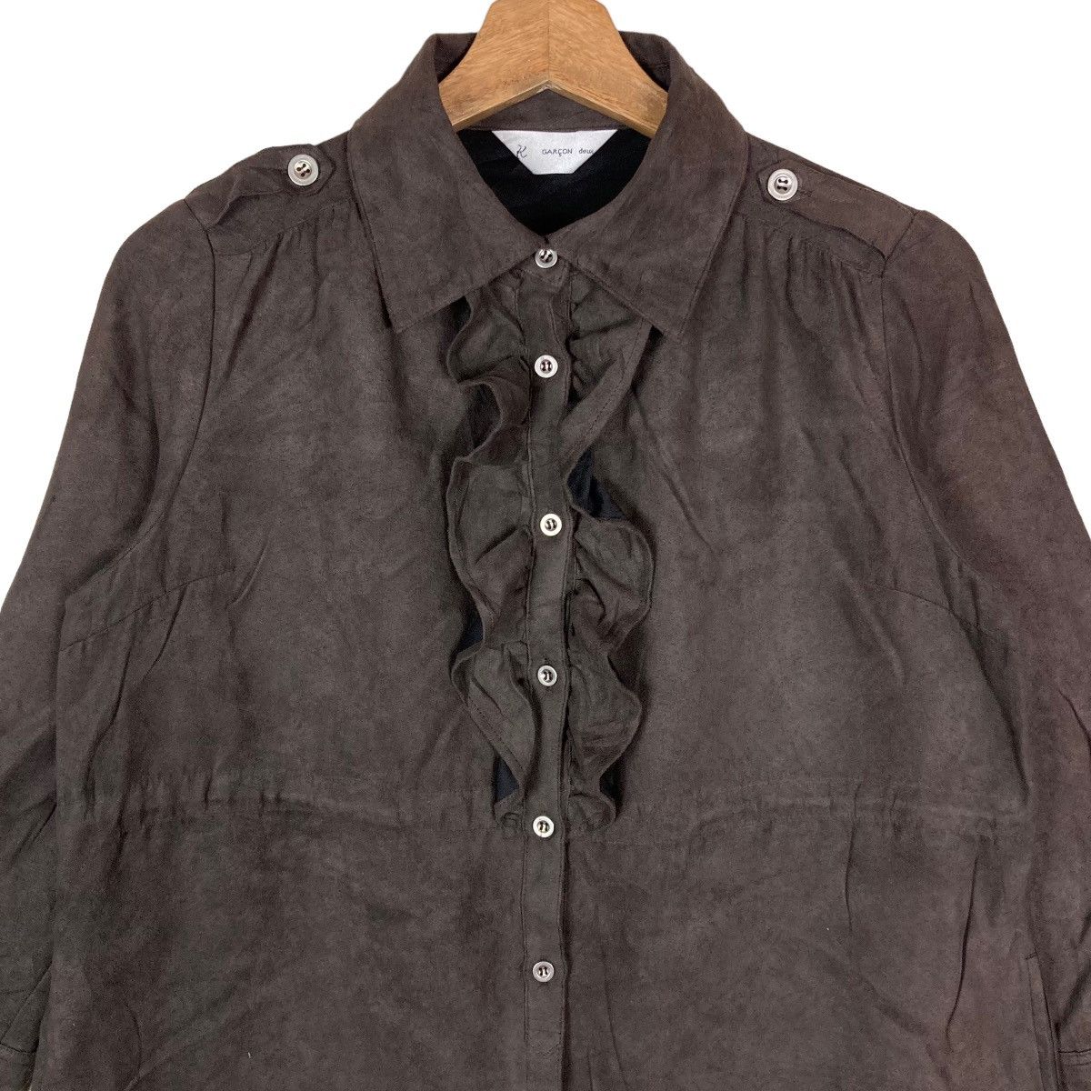 Vintage Vintage Garcon Deux Ruffle Necklace Half Button Up Medium Size M / US 6-8 / IT 42-44 - 2 Thumbnail