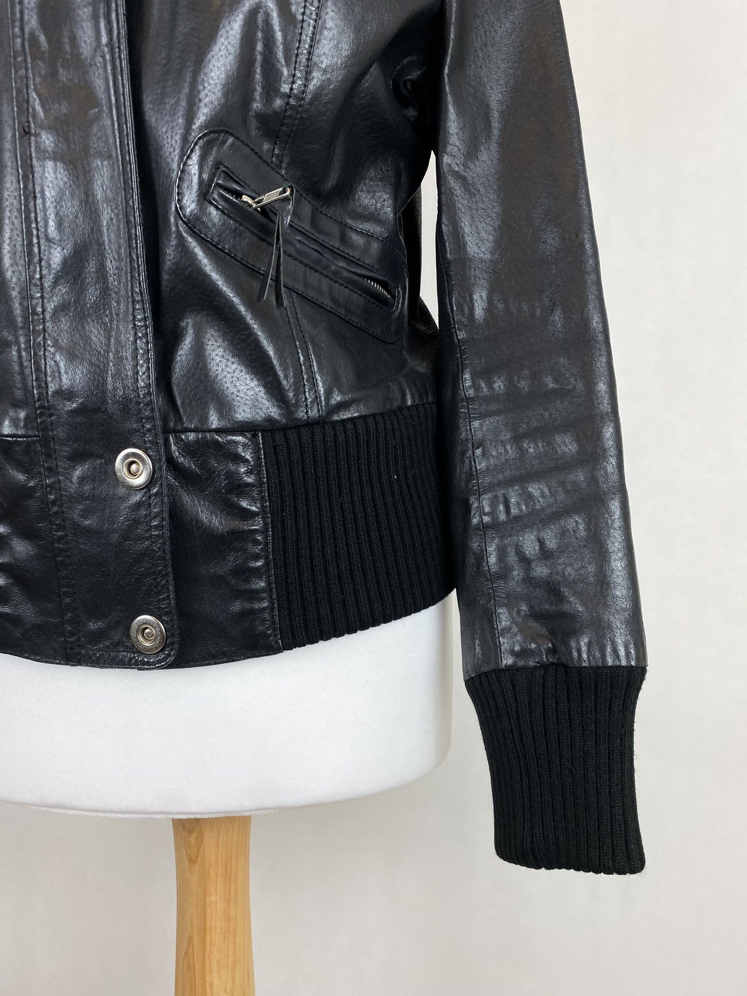 Genuine Leather × Vintage real leather womens jacket big collar tailored Size M / US 6-8 / IT 42-44 - 5 Thumbnail