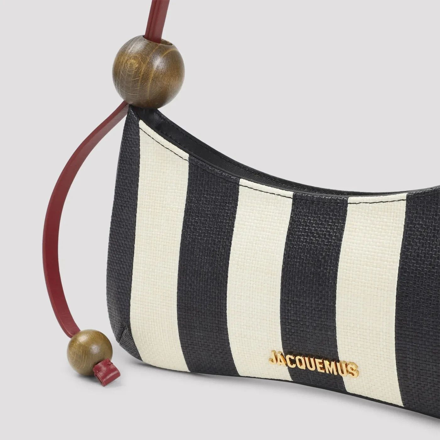 Jacquemus The Bisou Perle Natural/Black Leather Shoulder Bag