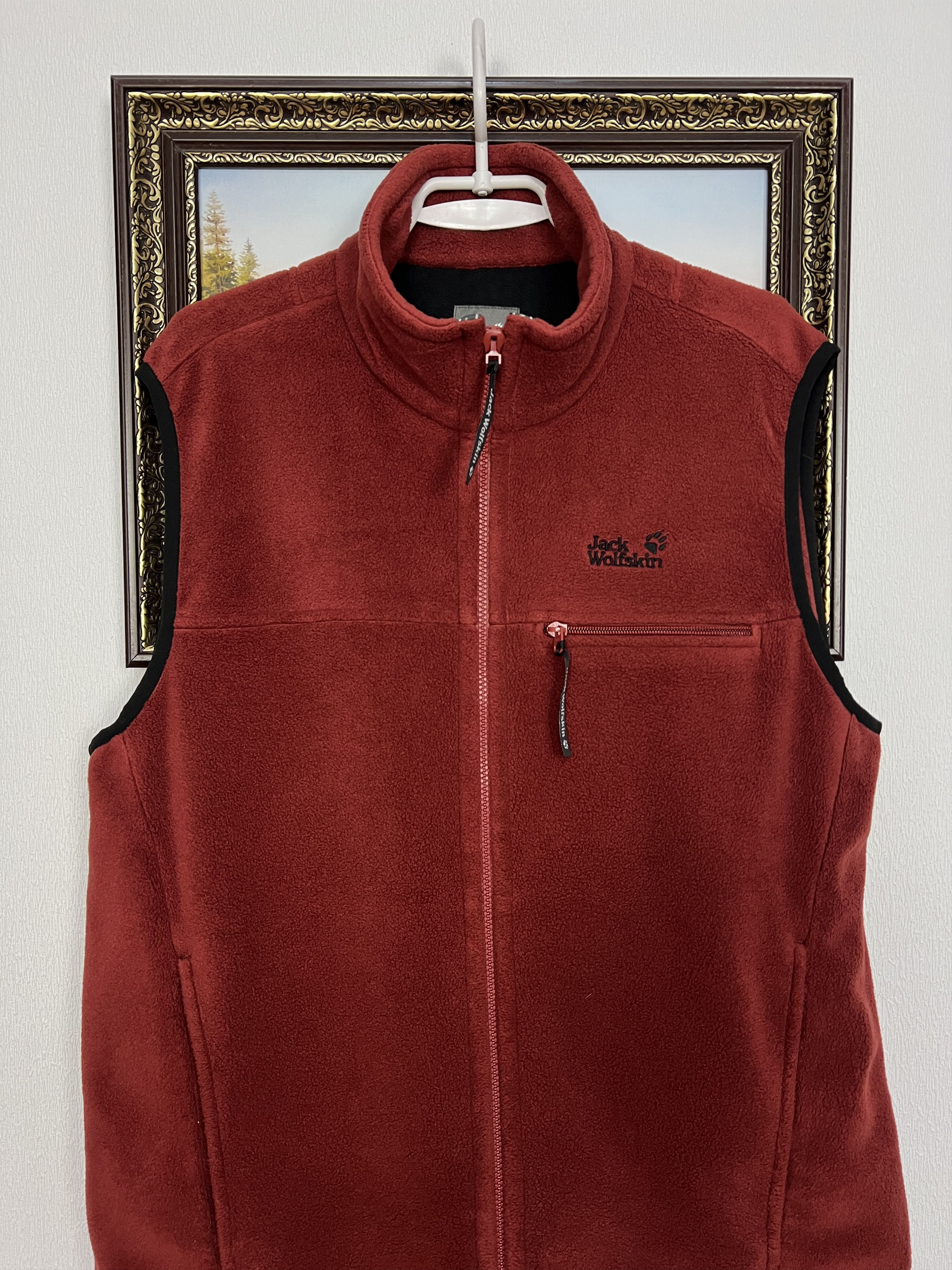 Jack Wolfskin Vintage Fleece Vest Gilet Red Jacket Track Top Hiking Rare Size US XL / EU 56 / 4 - 2 Thumbnail