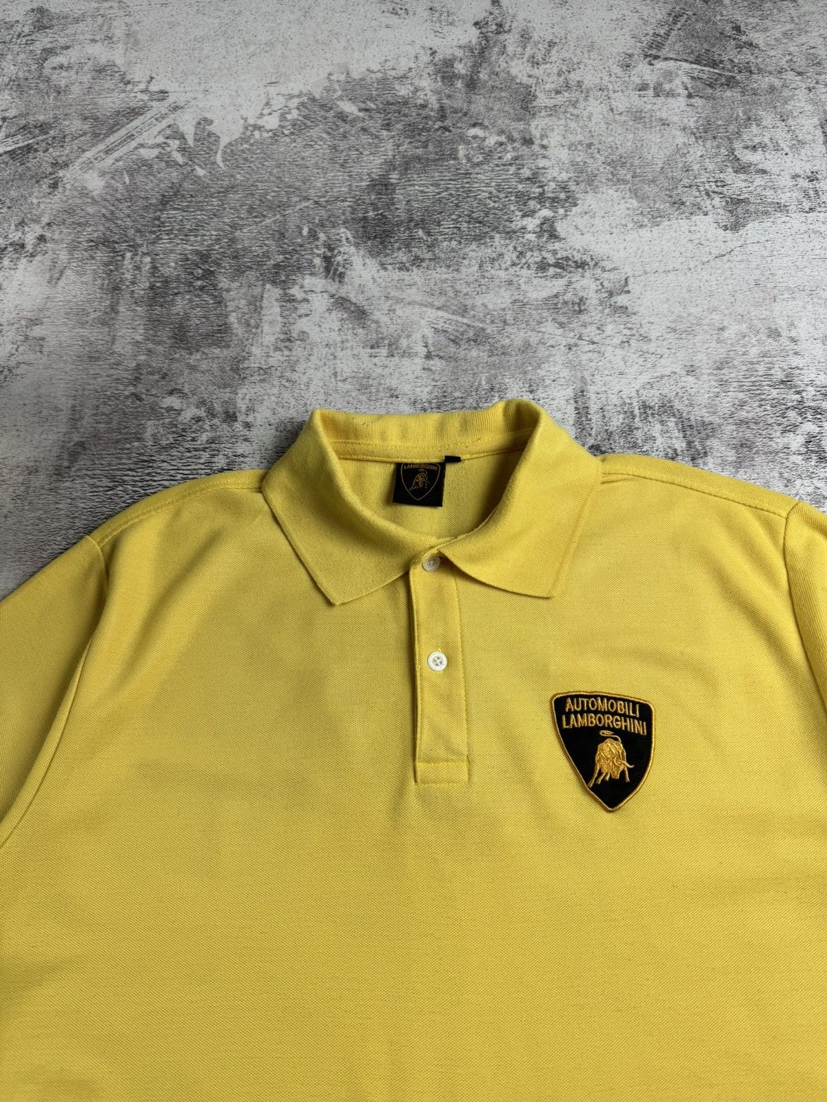 Lamborghini Lamborghini Automobili Yellow Vintage Racing Men’s XL Retro Polo T Shirt Tee Size US XL / EU 56 / 4 - 12 Thumbnail
