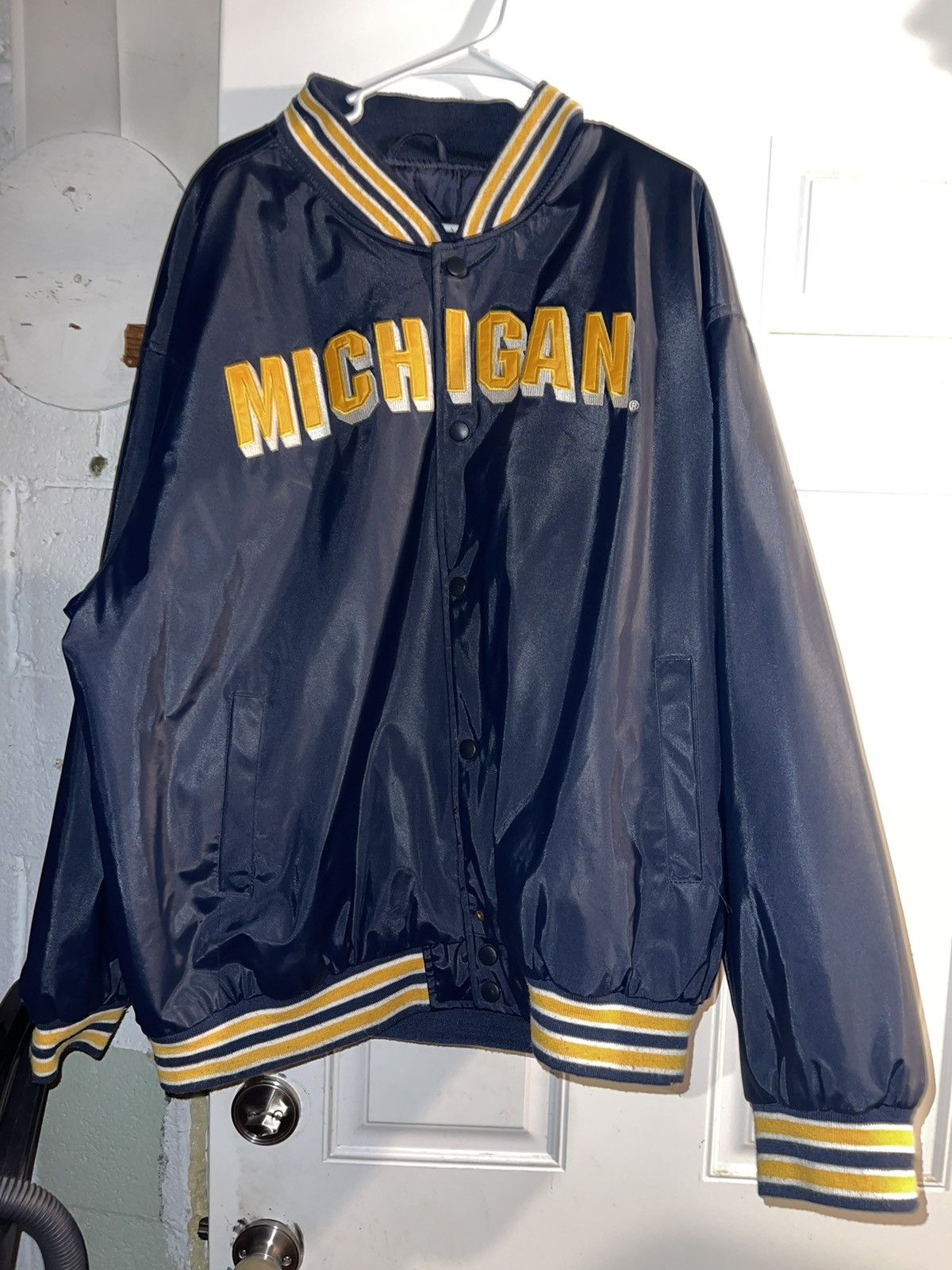 image of Steve & Barry’S Michigan Wolverines NCAA Jacket Button Used in Blue, Men's (Size 2XL)