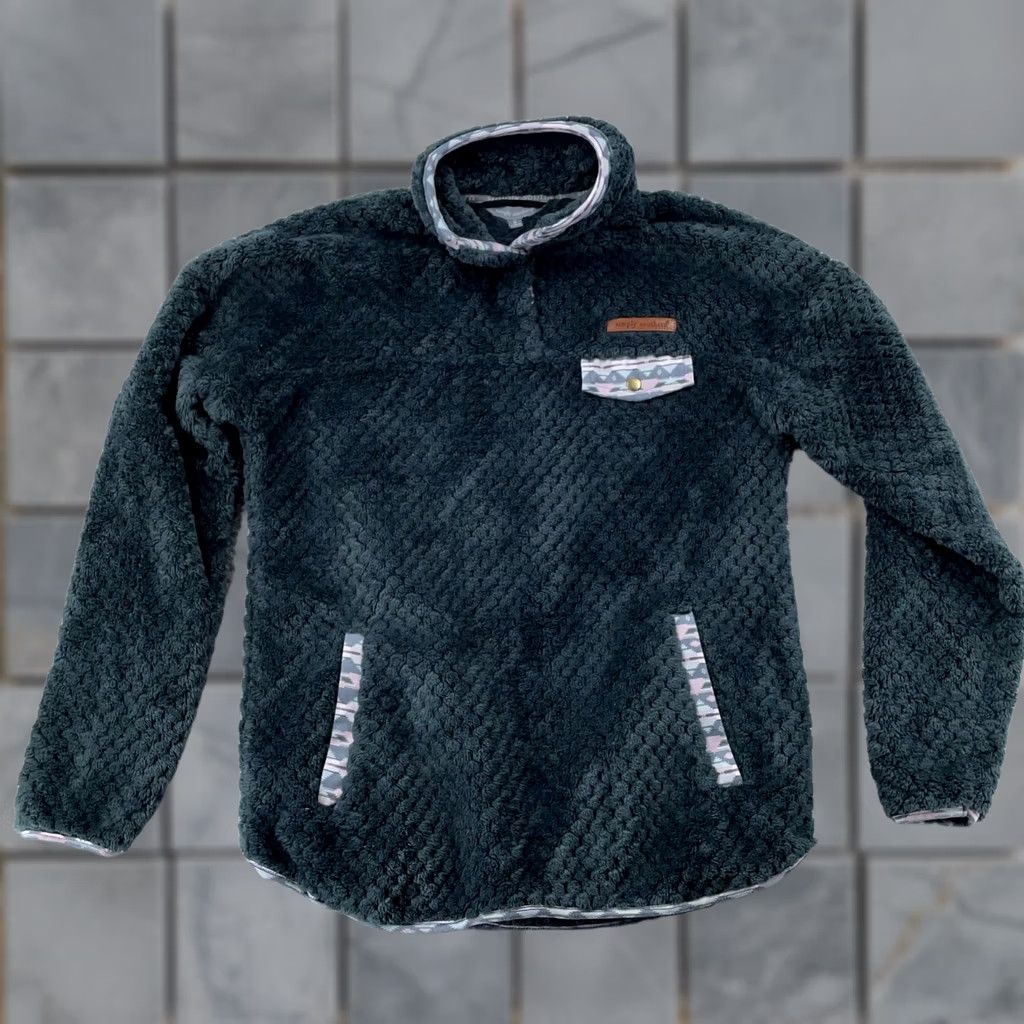 Vintage Simply Southern Sherpa Pullover Gray Aztec Pocket Fleece Women Small Size S / US 4 / IT 40 - 1 Thumbnail