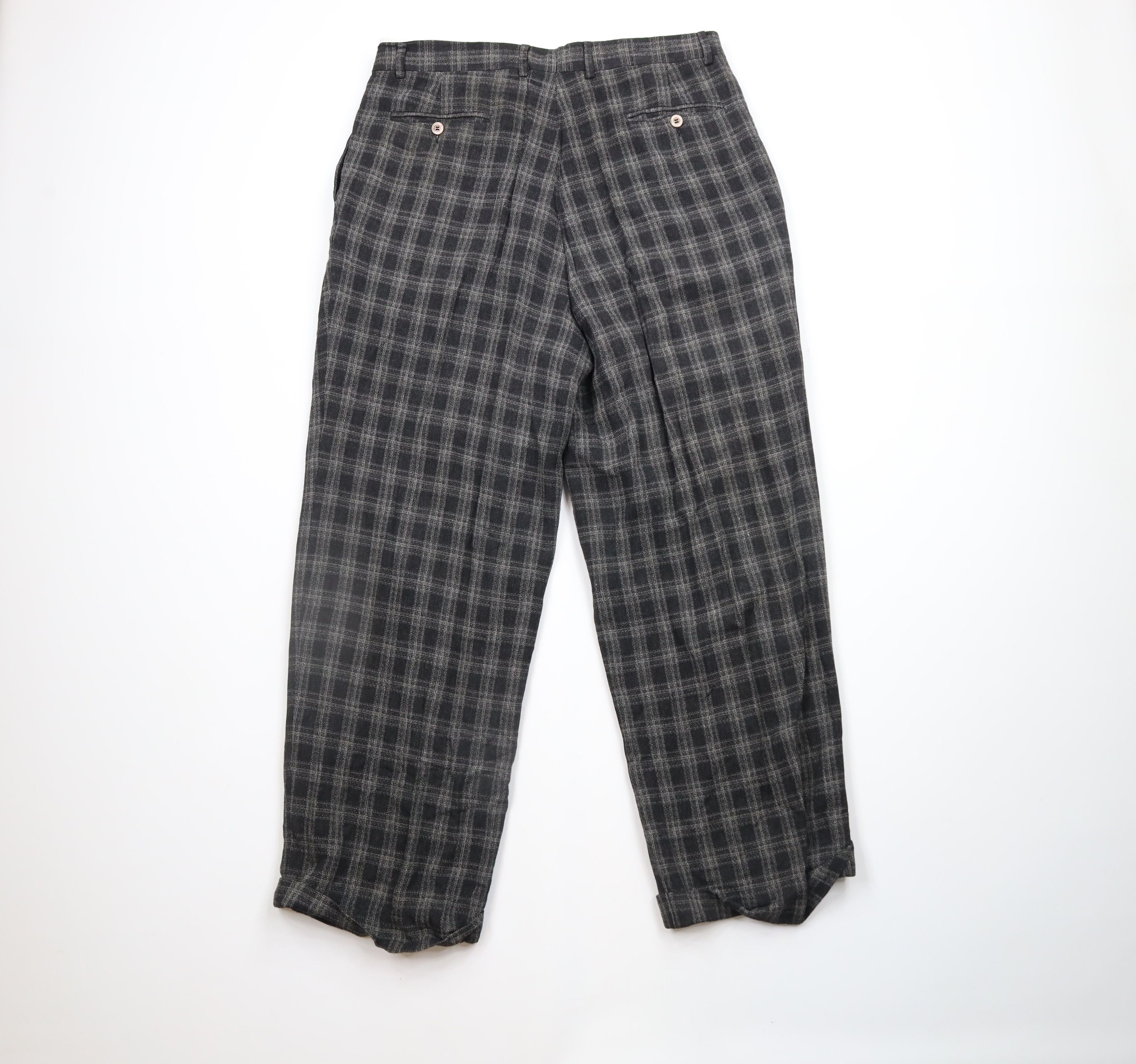 Vintage Vintage 90s Streetwear Wool Pleated Cuffed Wide Leg Pants Size US 36 / EU 52 - 9 Thumbnail