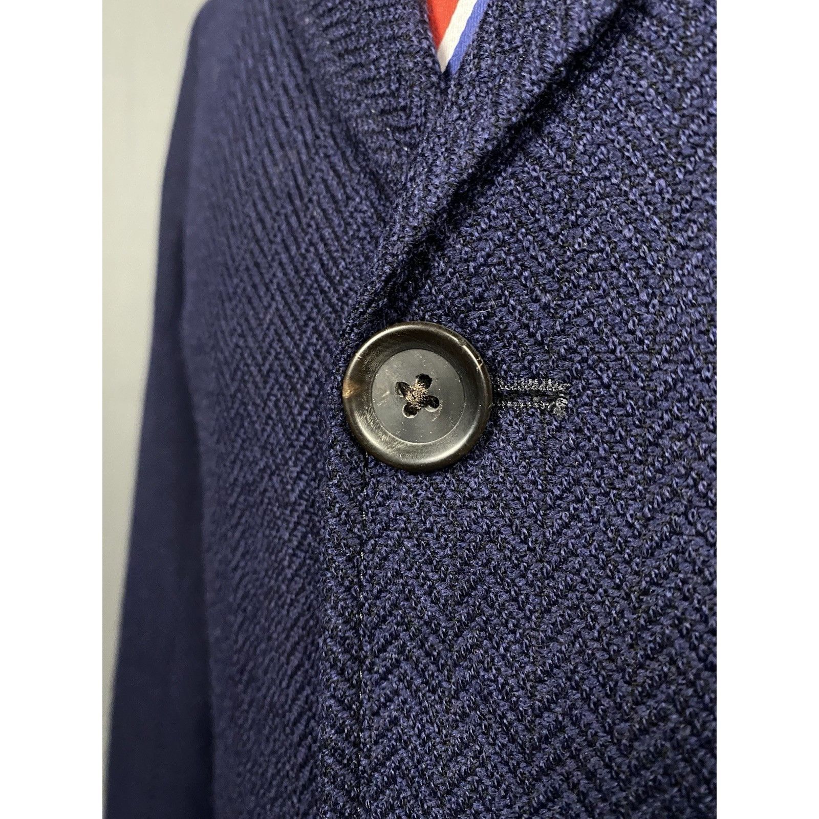 Oliver Spencer Oliver Spencer Herringbone Structured Blue Wool Blazer Sport Size 42R - 8 Thumbnail
