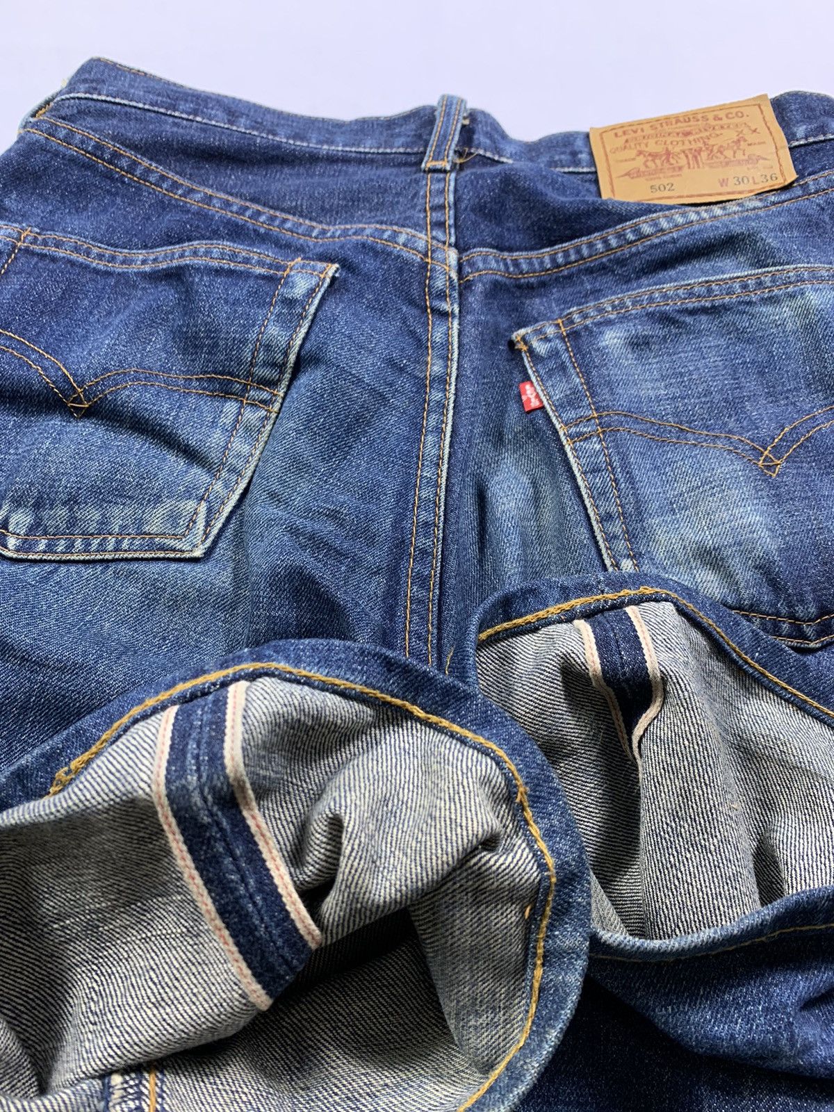 Vintage Levis 502 Big E Selvedge Button J22 Denim Jeans