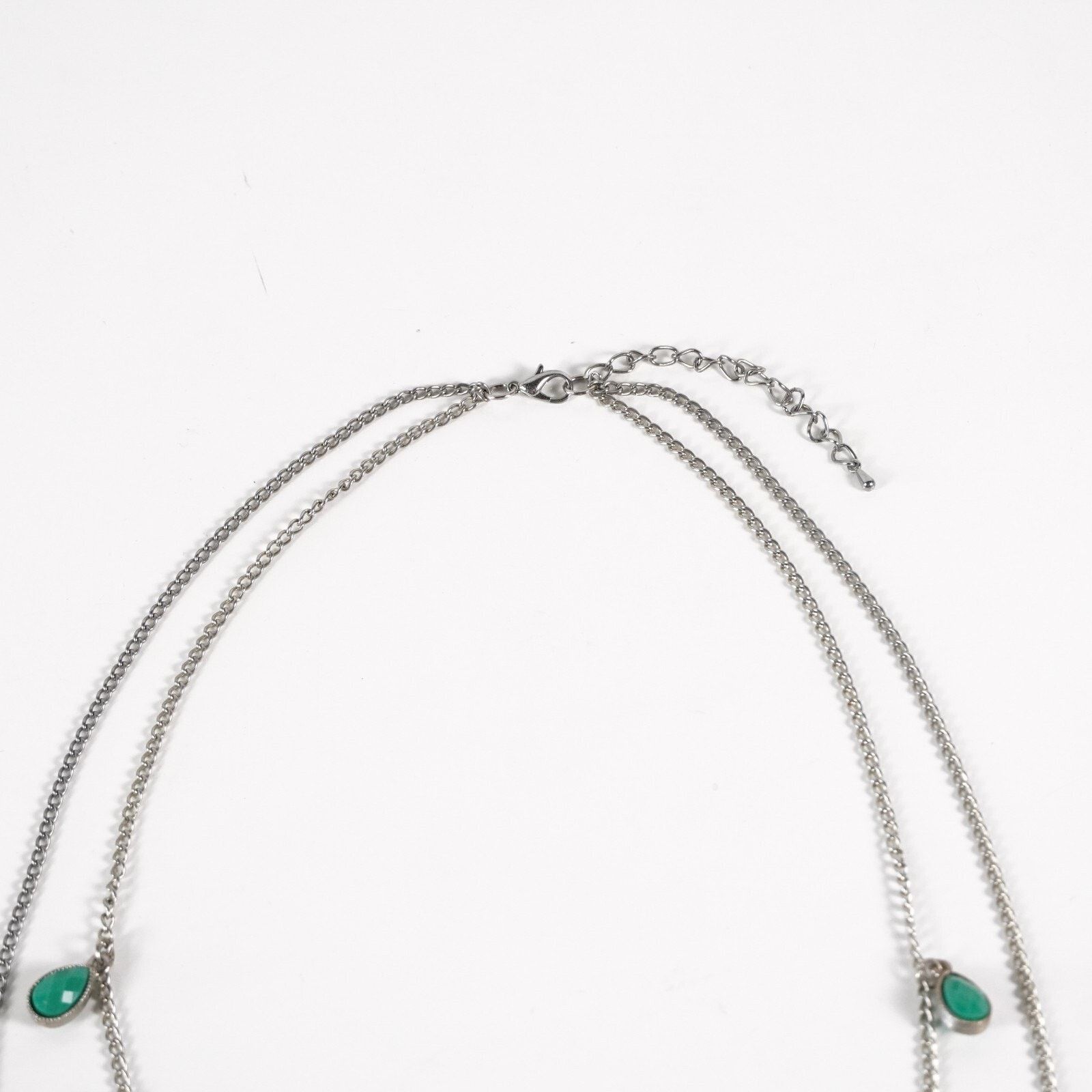 Other Vintage Silver & Green Stone Beaded Necklace Choker Jewelry Size ONE SIZE - 4 Thumbnail