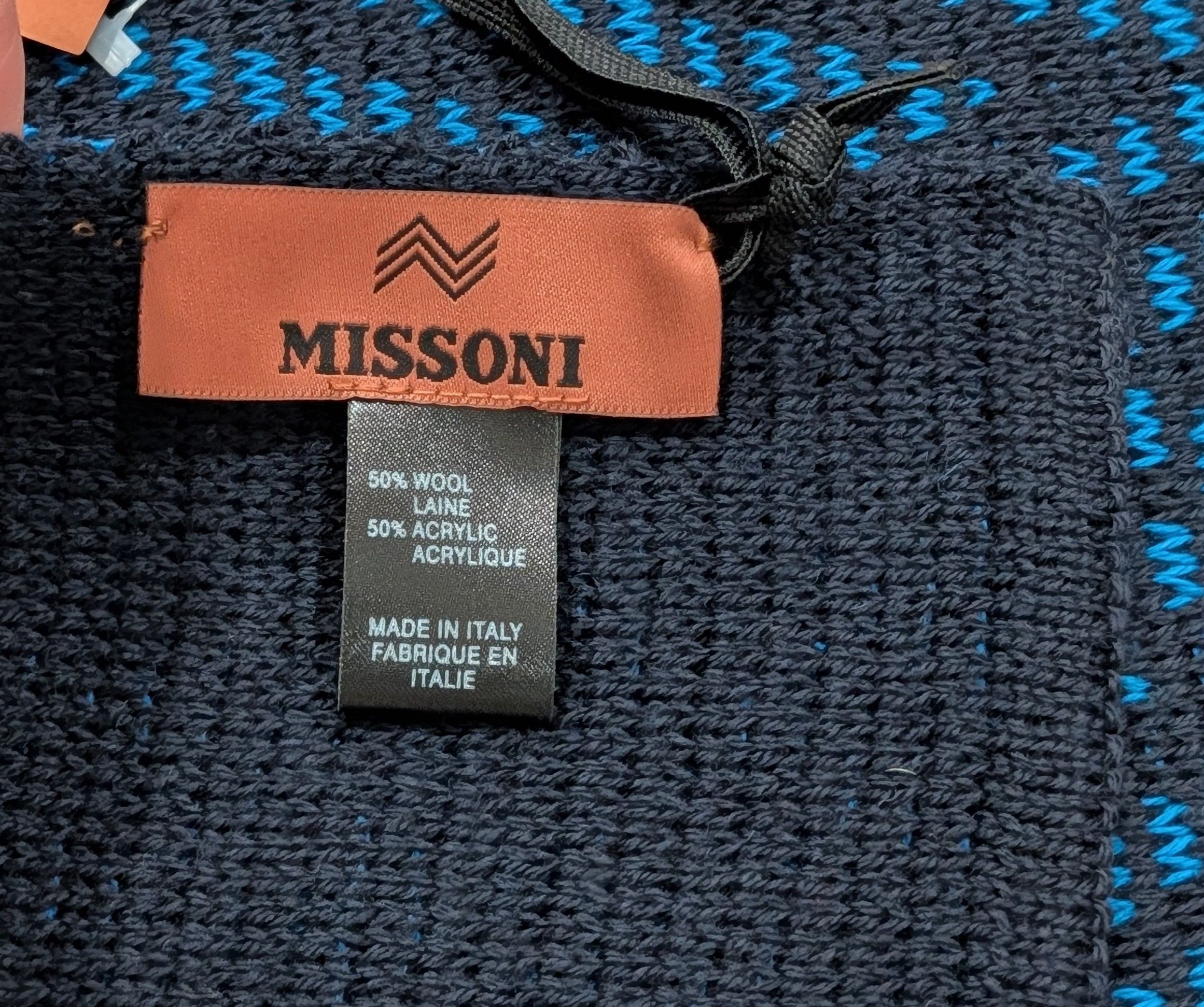 Missoni MISSONI Herringbone Wool Blend Scarf Blue Multi Size ONE SIZE - 3 Thumbnail