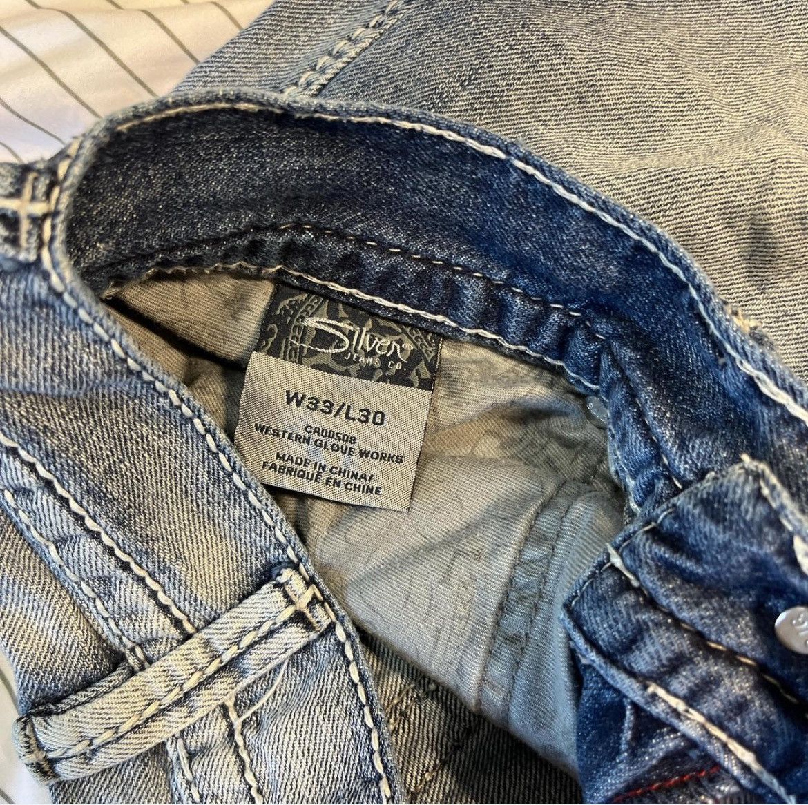 Vintage 33x29 Silver Baggy Blue Jeans Size US 33 - 6 Thumbnail