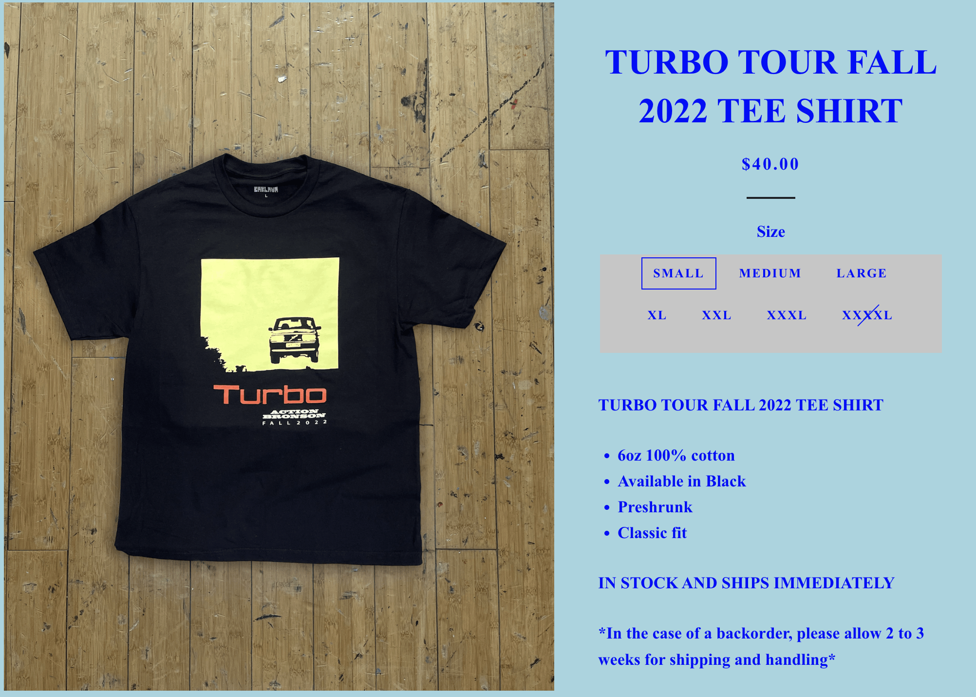 Action Bronson Action Bronson - TURBO - Baklava Fall 2022 Tee Medium Volvo Size US M / EU 48-50 / 2 - 2 Thumbnail