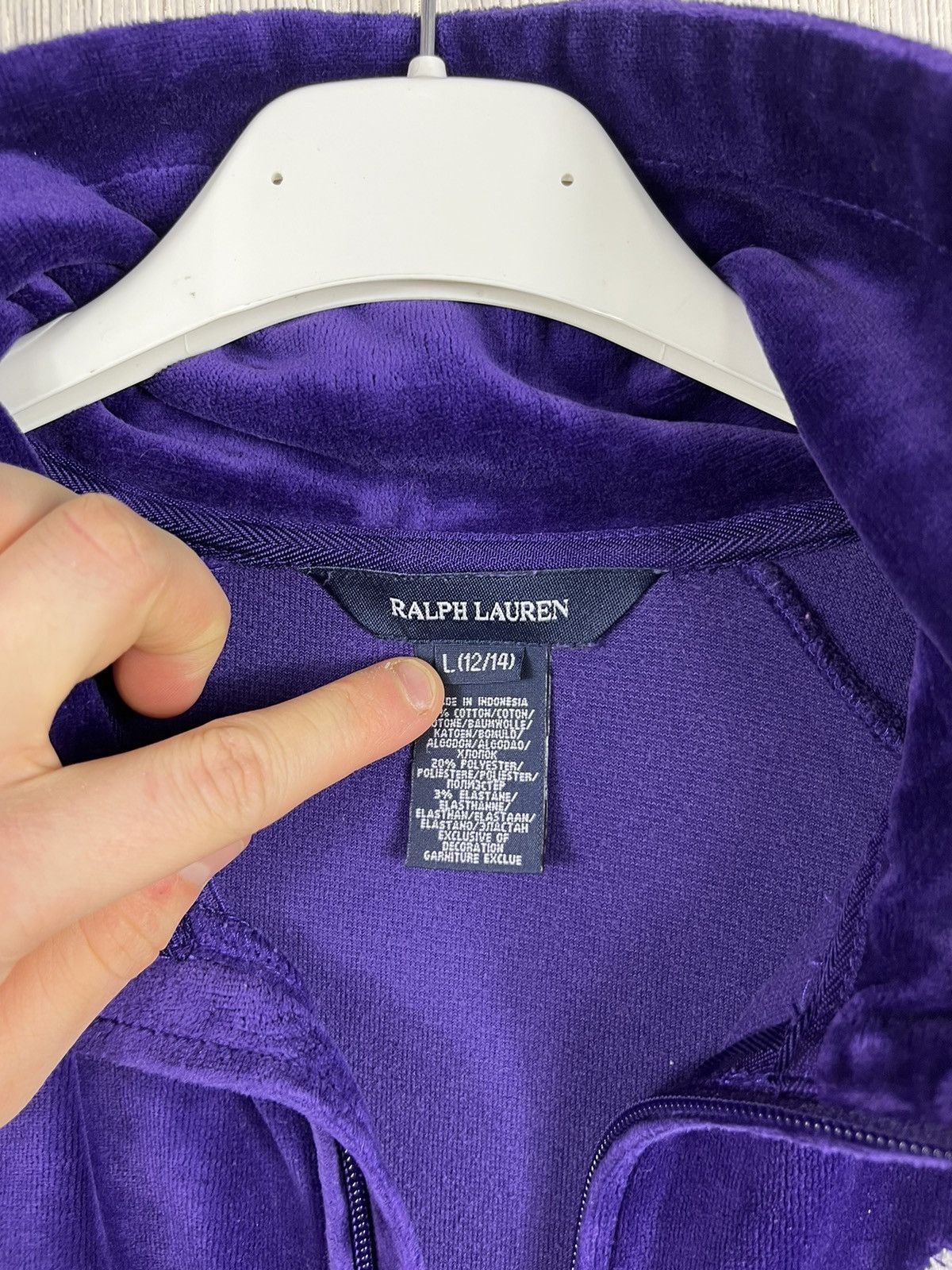 Polo Ralph Lauren × Ralph Lauren × Vintage Vintage Ralph Lauren velvet track top zip y2k sweatshirt Size L / US 10 / IT 46 - 14 Thumbnail