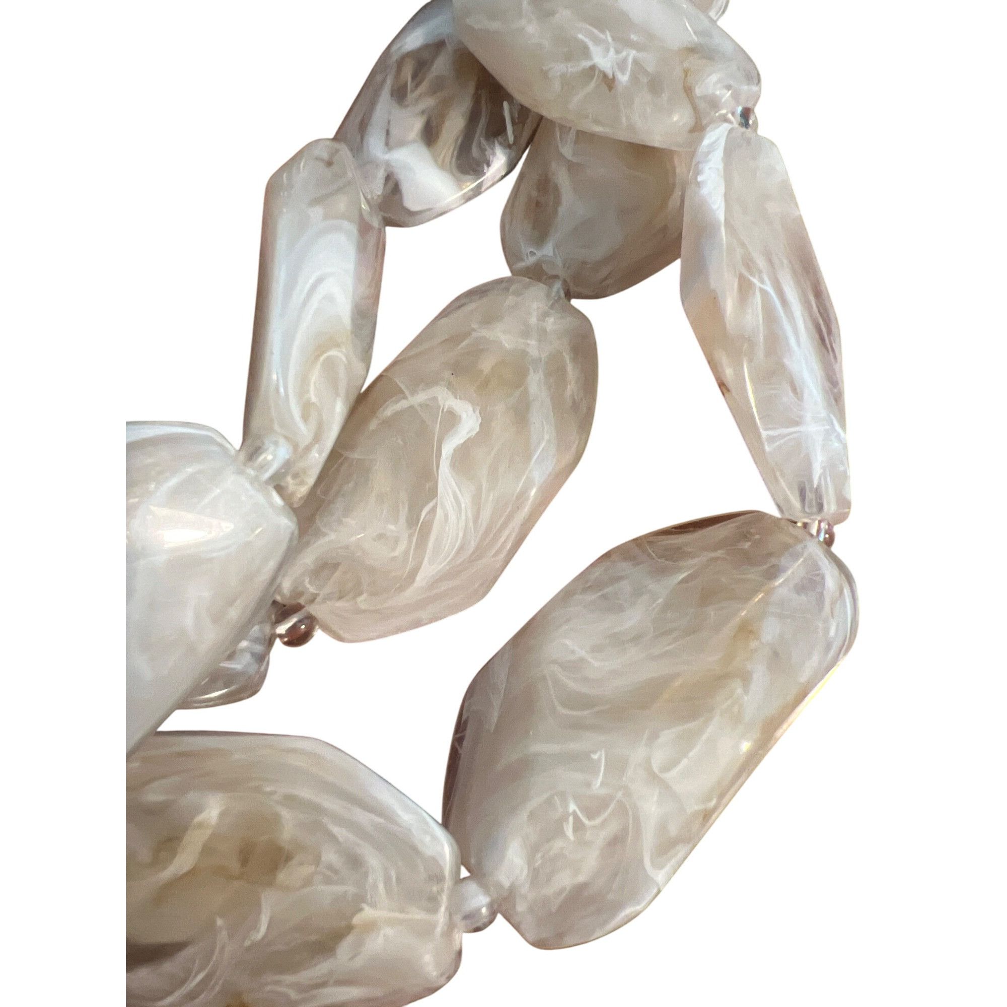 Other Vintage 3 Strand Chunky Acrylic Bead Necklace Marble Look Ma Size ONE SIZE - 2 Thumbnail