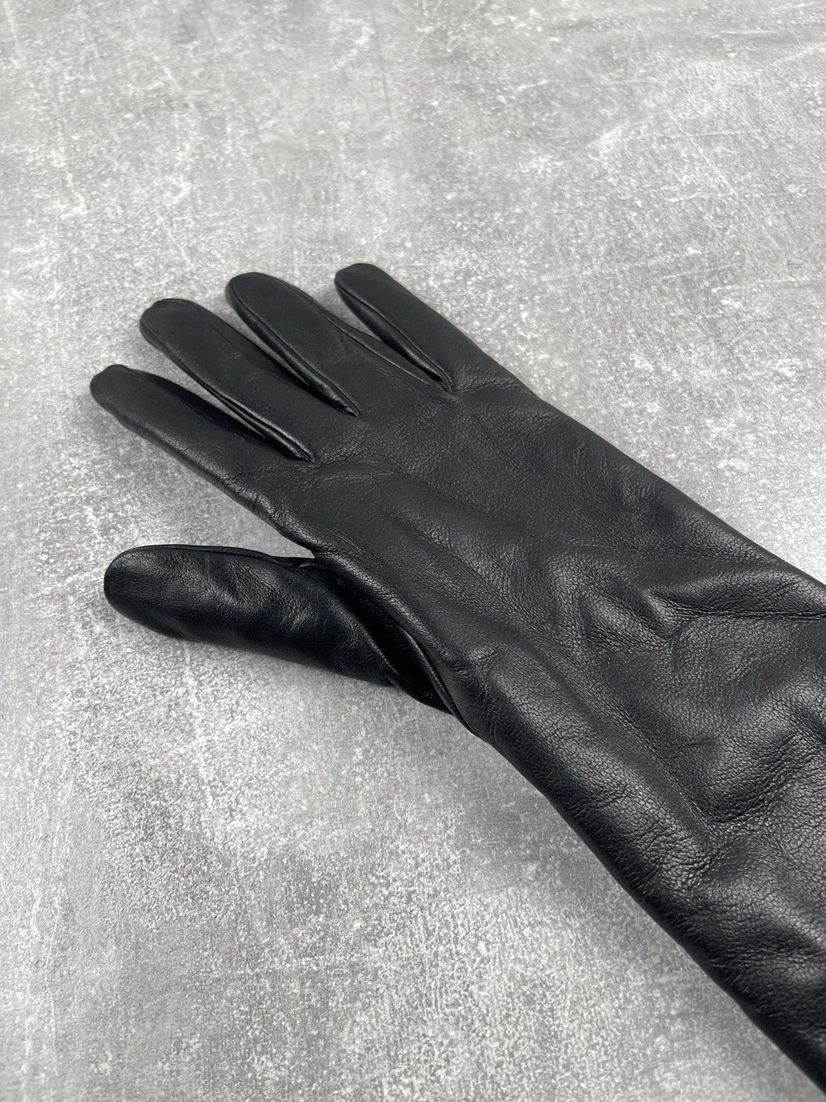 Escada × Genuine Leather Escada Leather Black Long Gloves Cashmere Lining Size S Size ONE SIZE - 6 Thumbnail